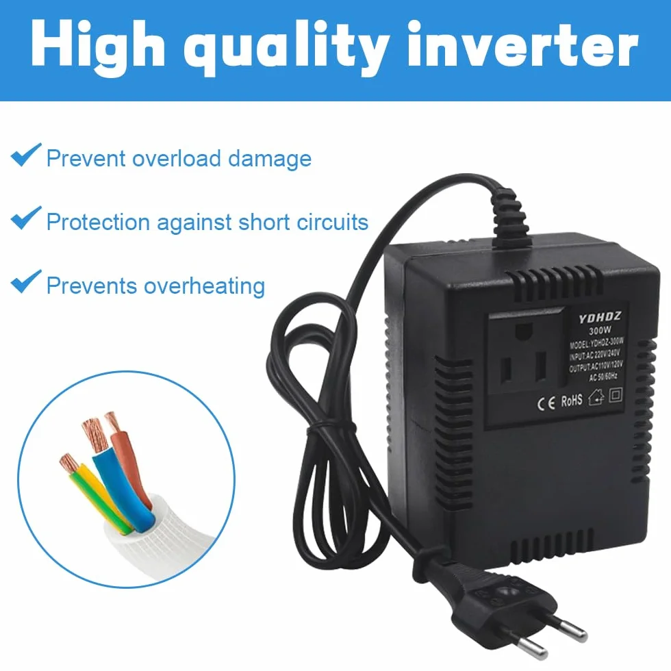 Przetwornica napięcia, transformator 220 V na 110 V, 300 W adapter sieciowy krok w dół, adapter prądu podróżnego, przetwornica napięcia z wtyczką, do komputerów, mini kamer, oczyszczaczy
