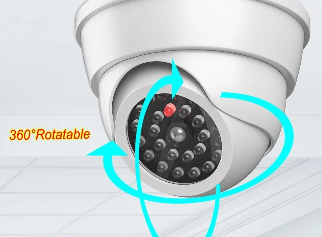 JZK 2 Dummy Fake Surveillance Security CCTV kamera kopułkowa z migającą diodą LED, prawdziwa imitacja dla bezpieczeństwa domowego, biała