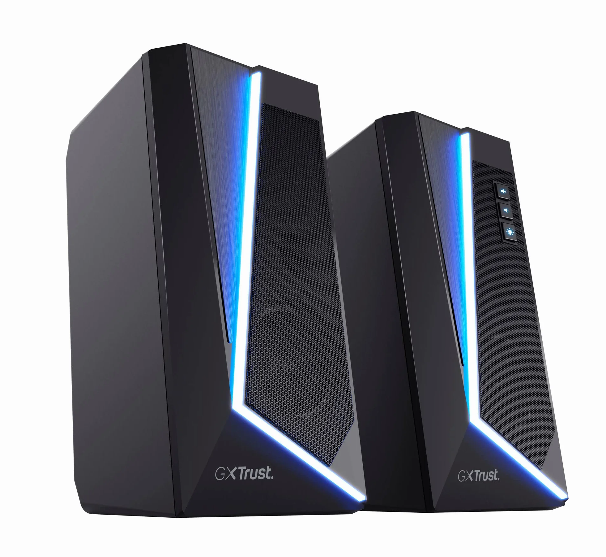Trust Gaming GXT 609 Zoxa 2.0 głośniki PC stereo, moc szczytowa 12 W, zestaw podświetlanych głośników RGB, system dźwiękowy zasilany przez USB, 3,5 mm Aux, regulacja głośności, do PC i laptopa, czarny