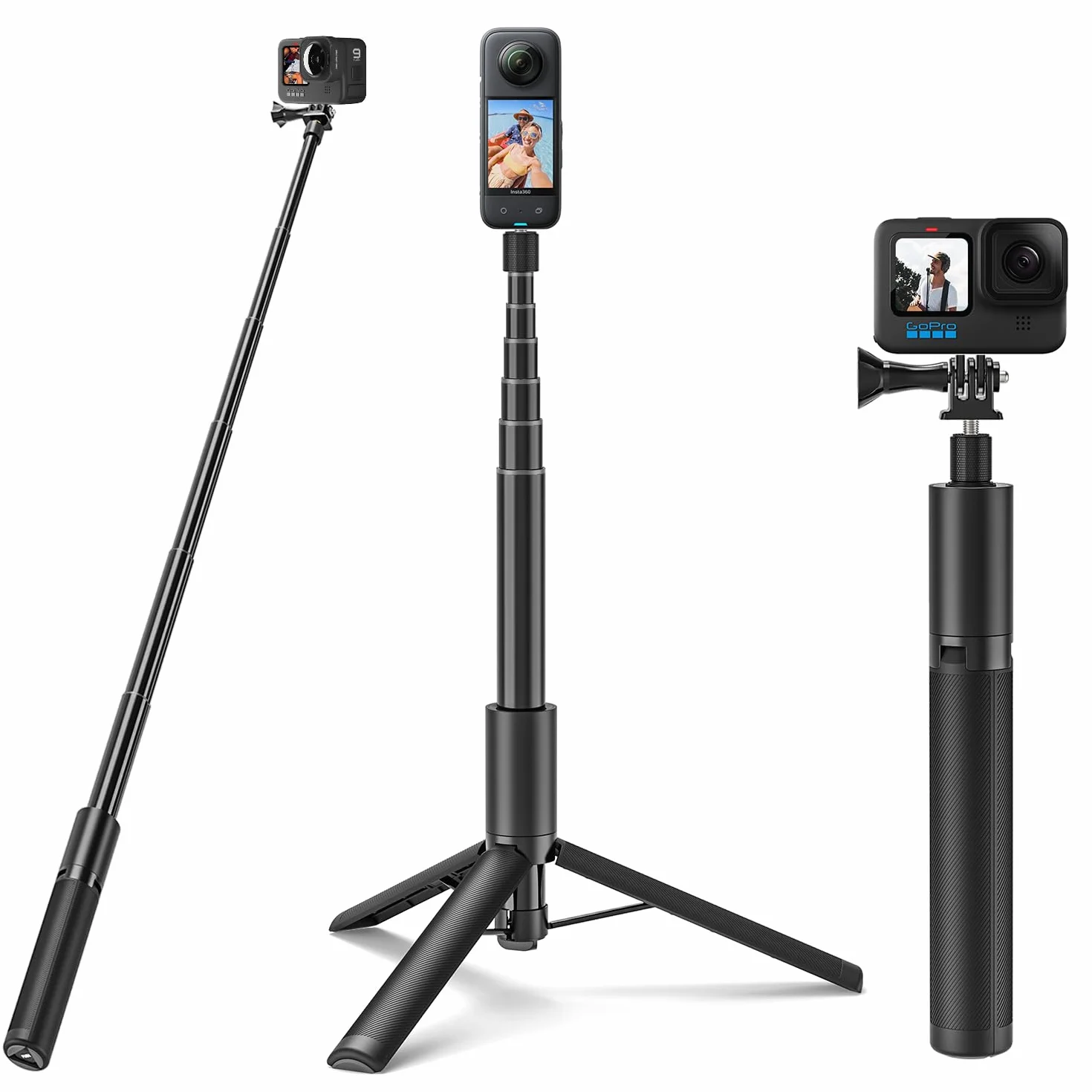 Wiseten Wysuwany Statyw Kijek do Selfie do GoPro Insta360, 120CM Wysuwany Uchwyt Selfie Vlog Przenośny Statyw Akcesoria do GoPro Hero 13 12 11 10 9 Black insta360 X3 X4 DJI Osmo Action 5 Pro