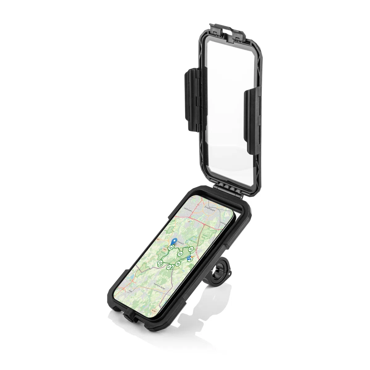 MOJOGEAR Wodoszczelne etui na telefon komórkowy do roweru i motocykla – duże, wodoszczelne uchwyt na telefon komórkowy na kierownicę 20-29 mm – etui ochronne z okienkiem na ekran dotykowy