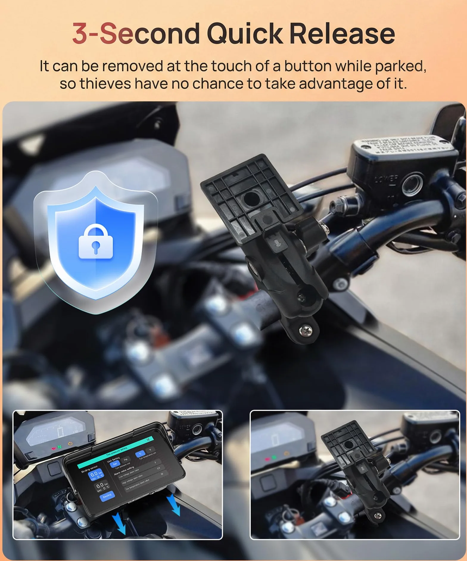 Rimoody Motocyklowy wyświetlacz CarPlay 5" z kontrolerem kierownicy, zdejmowany stojak, bezprzewodowy wyświetlacz CarPlay i Android Auto do motocykli, bezprzewodowe radio samochodowe CarPlay