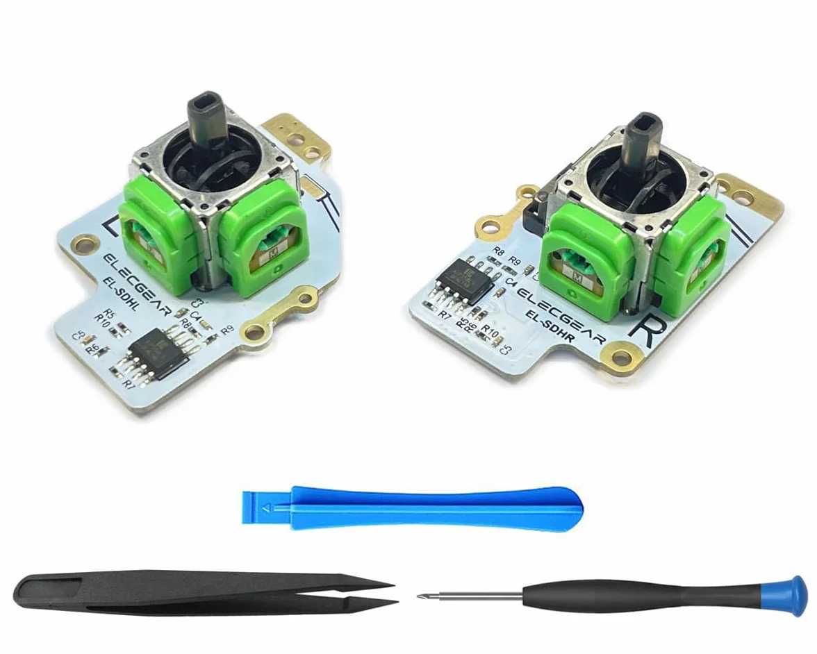 ElecGear TMR Joystick Zamienny do Steam Deck LCD, Czujnik Elektromagnetyczny nie Dryfujący Lewy i Prawy Thumbstick Moduł kciuka zespół PCB dla Kontrolerów MEDA i MHDA