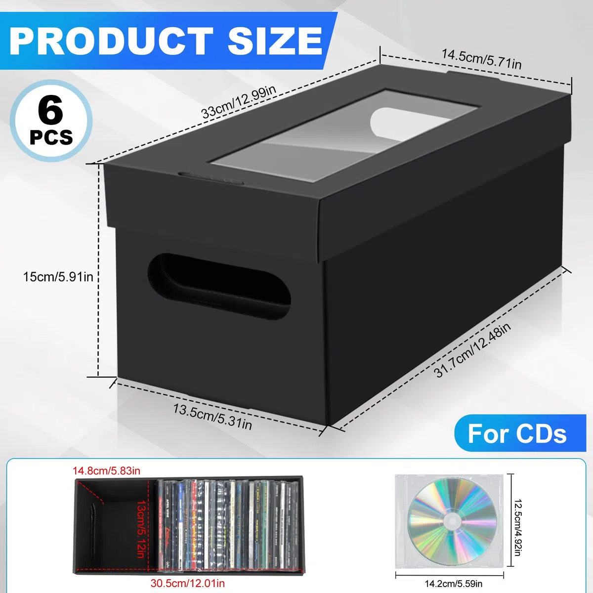 AOBOPLE Pudełko do przechowywania płyt CD, 6 sztuk, na 120 płyt CD w pełnym etui na biżuterię, 240 płyt CD w smukłych etui i 660 płyt CD w etui na płyty CD/DVD