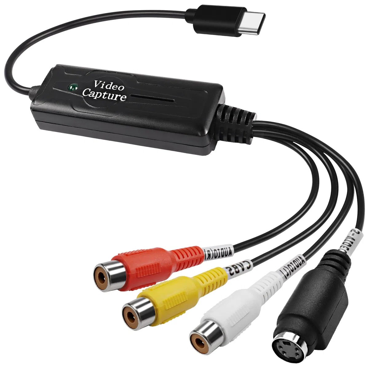 XMSJSIY Konwerter RCA AV na USB C Karta przechwytywania wideo Adapter 1-kanałowy AV NTSC PAL Video S Video/Composite na USB Konwerter Video Audio RCA dla telefonu komórkowego/PC
