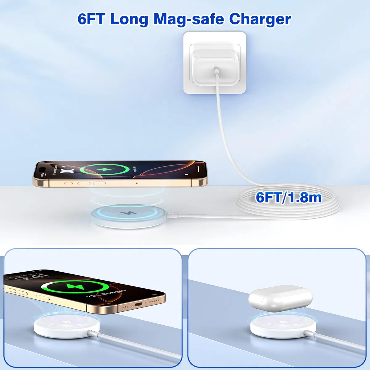 [Certyfikat Apple MFi] Magnetyczna bezprzewodowa ładowarka Apple Mag Safe, szybka bezprzewodowa ładowarka 15 W 15 W do Apple iPhone 16 Pro Max/16 Pro/16 Plus/15 Pro Max/14/13/12/AirPods3/2/Pro/Pro2