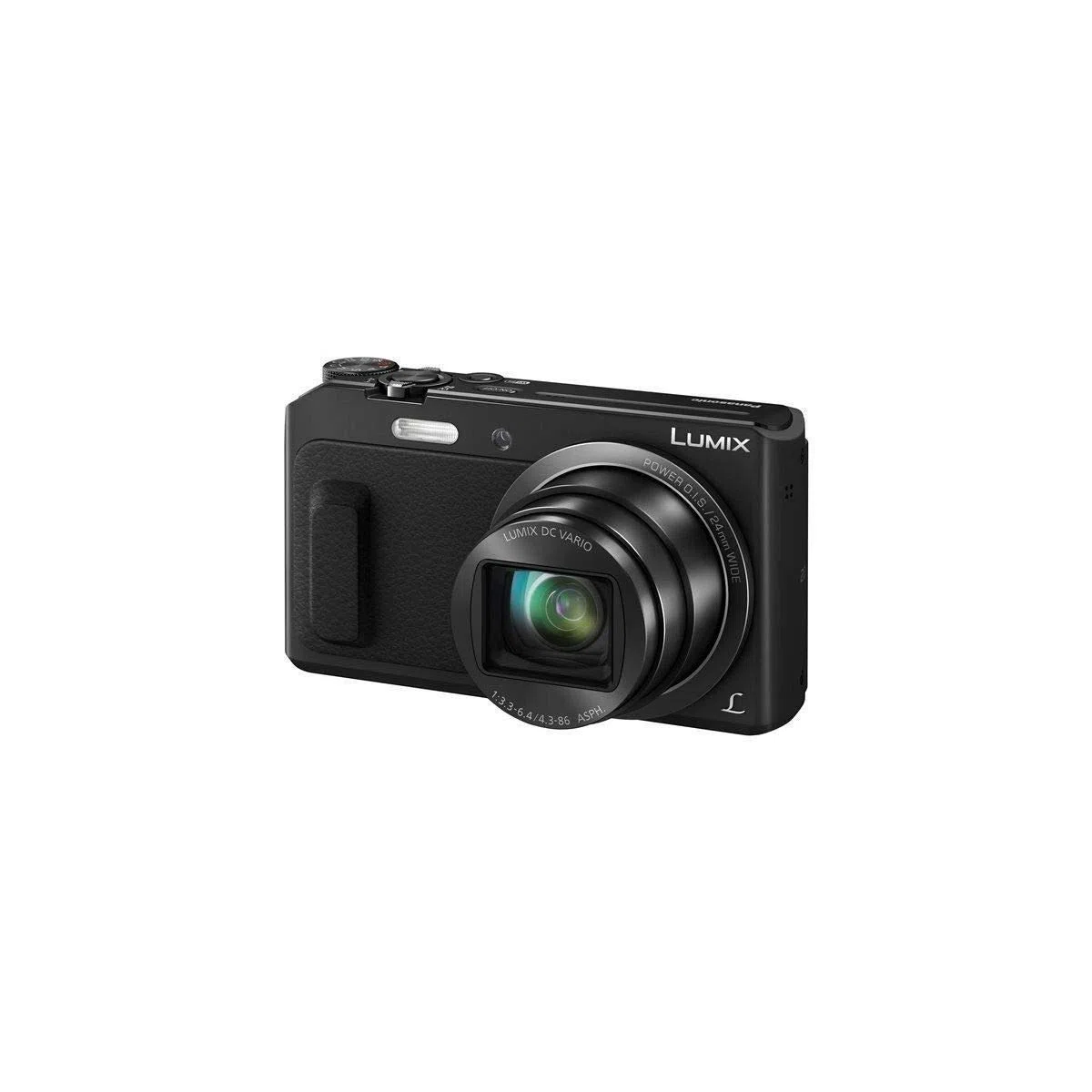 Panasonic Lumix Kompaktowy aparat z zoomem DMCTZ57EFK (czujnik 16 MP, 20-krotny zoom Lumix F3.36.4, ekran przechylania, wideo Full HD, tryby selfie, stabilizowany) czarny - wersja francuska