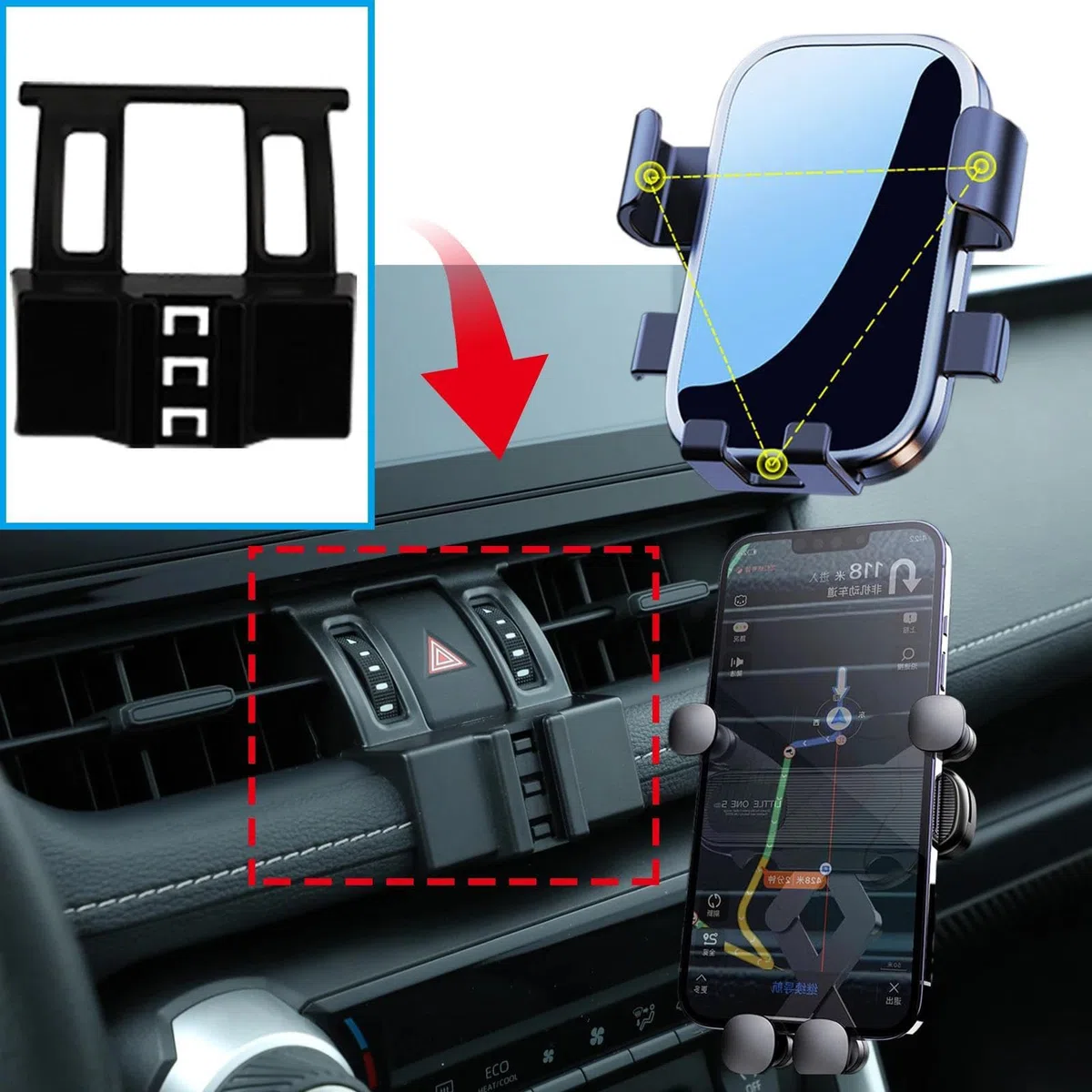 Uchwyt Samochodowy na Telefon dla Toyota RAV4 2019-2024, uchwyt samochodowy na telefon komórkowy, stojak na nawigację GPS (ładowanie)