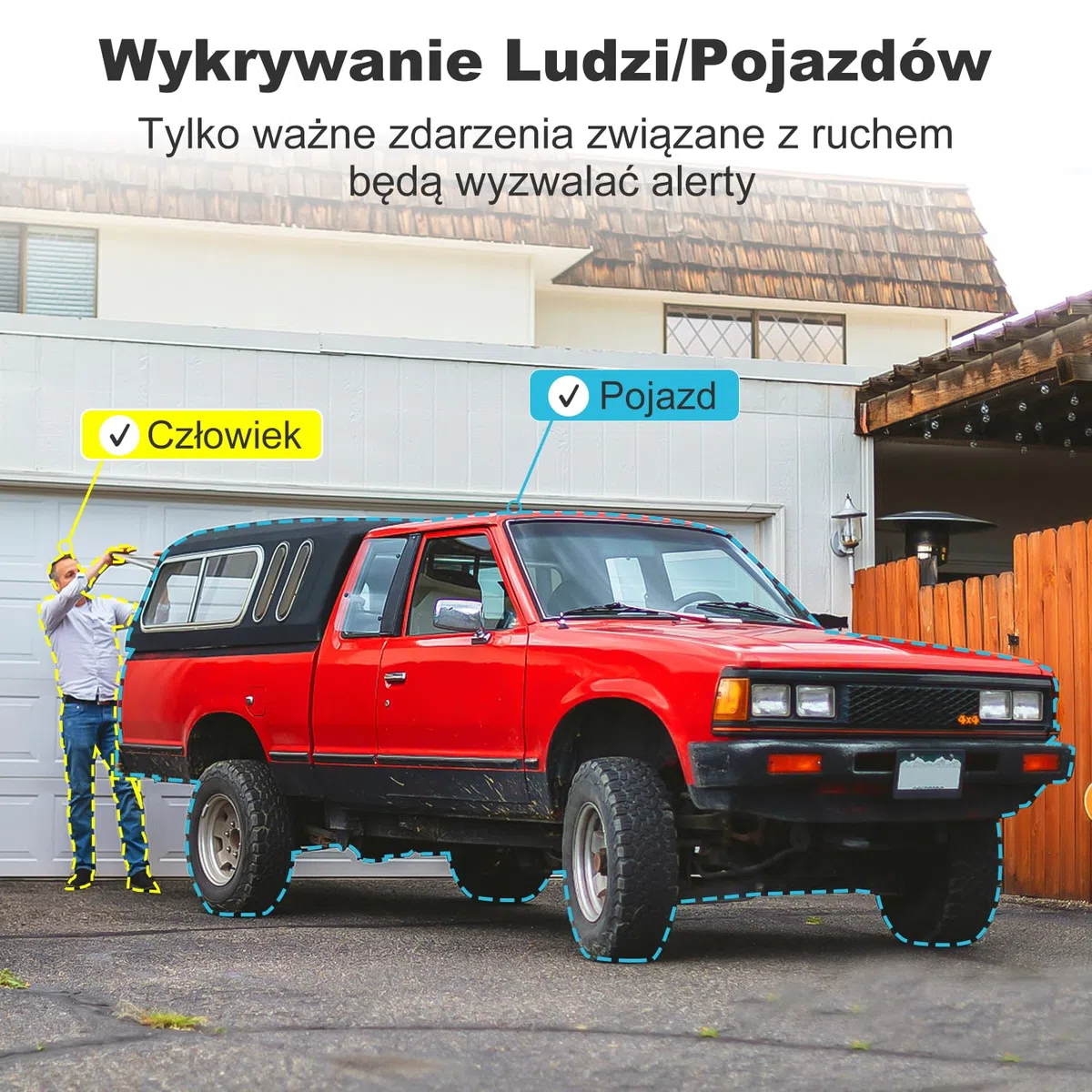 GENBOLT 4K PoE Kamera WIFI,8MP 2.4&5GHz Zewnętrzna CCTV | Wykrywanie Osób/Pojazdów, Nagrywanie 24/7, Auto Śledzenie, Noktowizja Kolorowa
