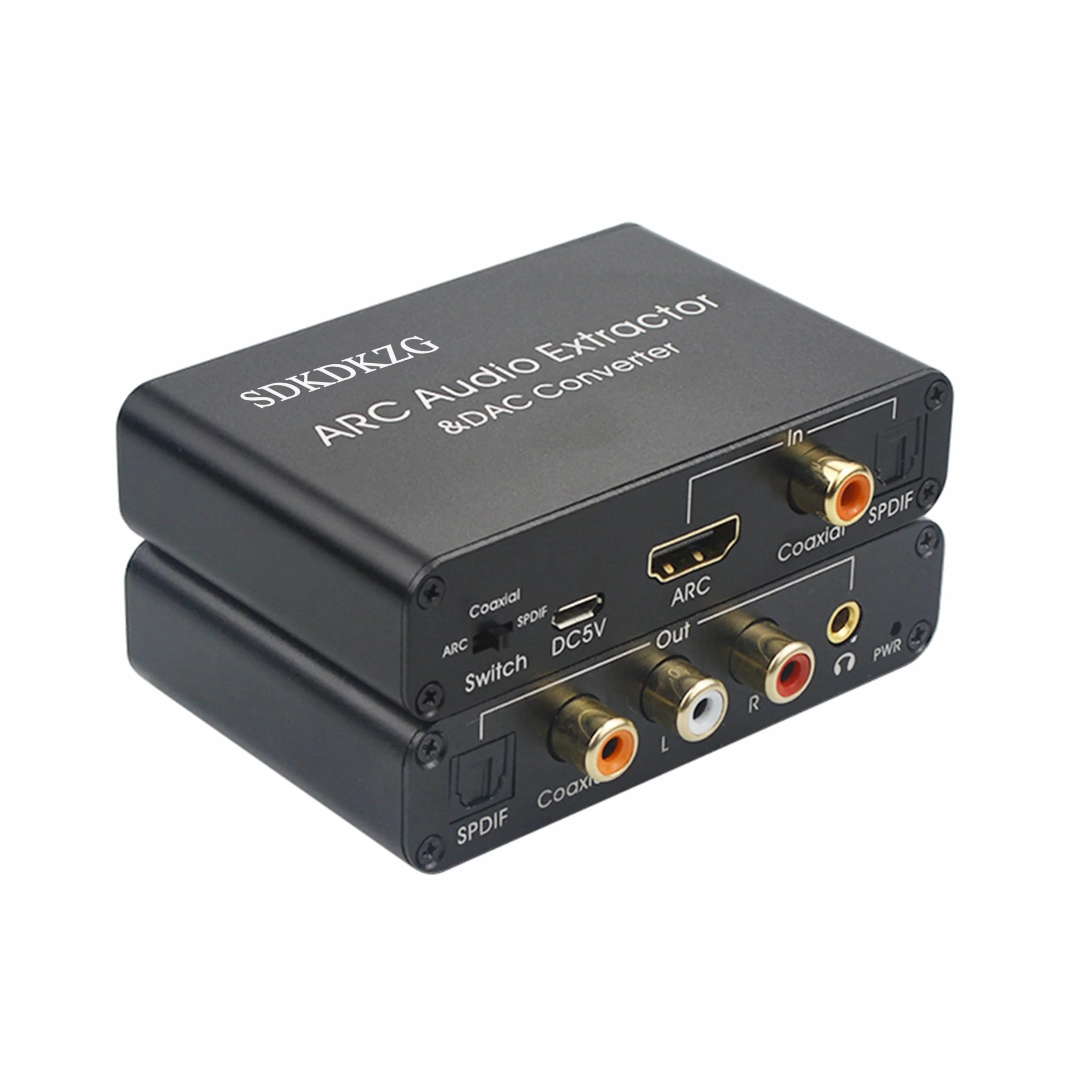 192KHz DAC Konwerter, HDMI ARC Ekstraktor Adapter, HDMI/Cyfrowy SPDIF Optyczny Toslink Koncentryczny do Analogowe RCA 3,5mm Jack L/R Współosiowy SPDIF Audio Konwerter dla HDTV Soundbar
