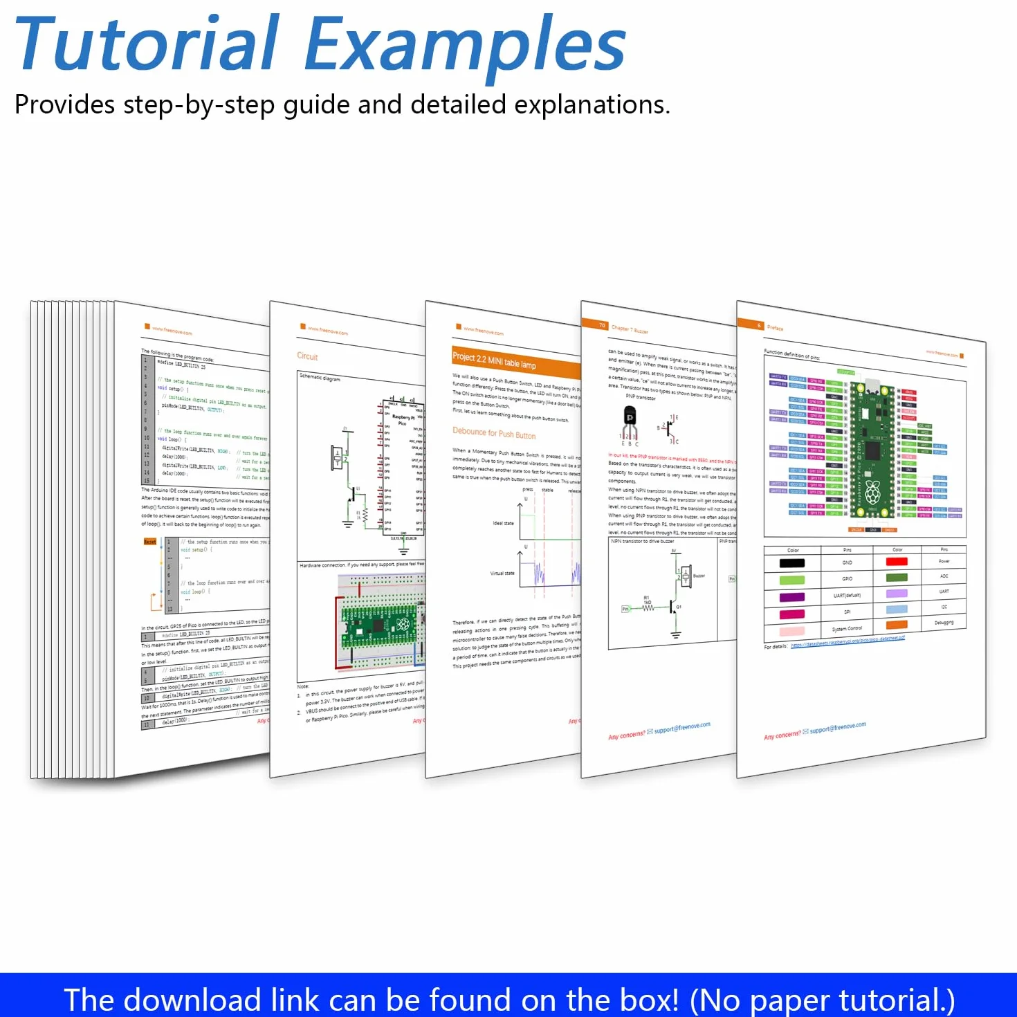 Freenove Super Starter Kit for Raspberry Pi Pico 1 2 W (Not Included), 588-Page Detailed Tutorial, 175 Items, 94 Projects, Python C Java Code
