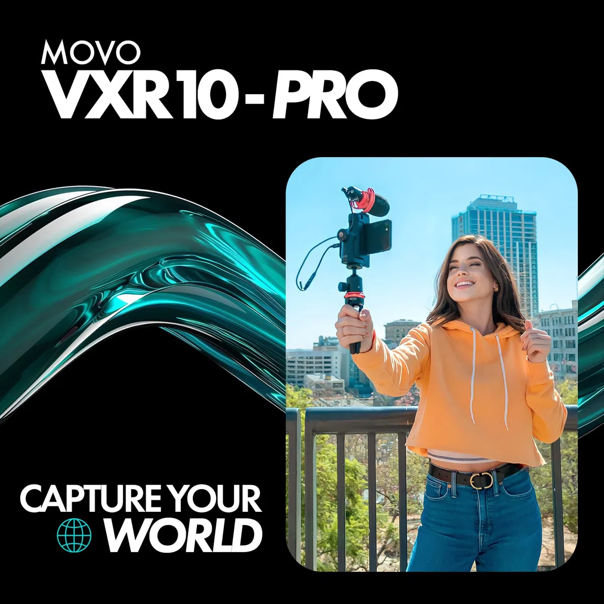 Movo VXR10-PRO Zewnętrzny Mikrofon Wideo do Kamery z Mocowaniem Wstrząsowym Rycote Lyre - Kompaktowy Mikrofon Strzelby Kompatybilny ze Smartfonami i Aparatami DSLR - Bezbateryjny