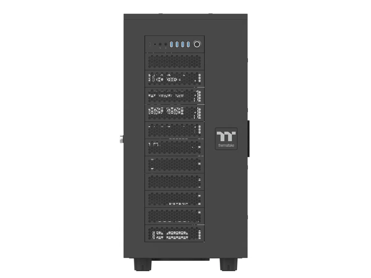 Thermaltake Podwozie AX700 Super Tower: obsługuje płyty główne XL-ATX, pięć kart graficznych i do osiemnastu dysków twardych, dwa perforowane panele boczne, ochrona przed