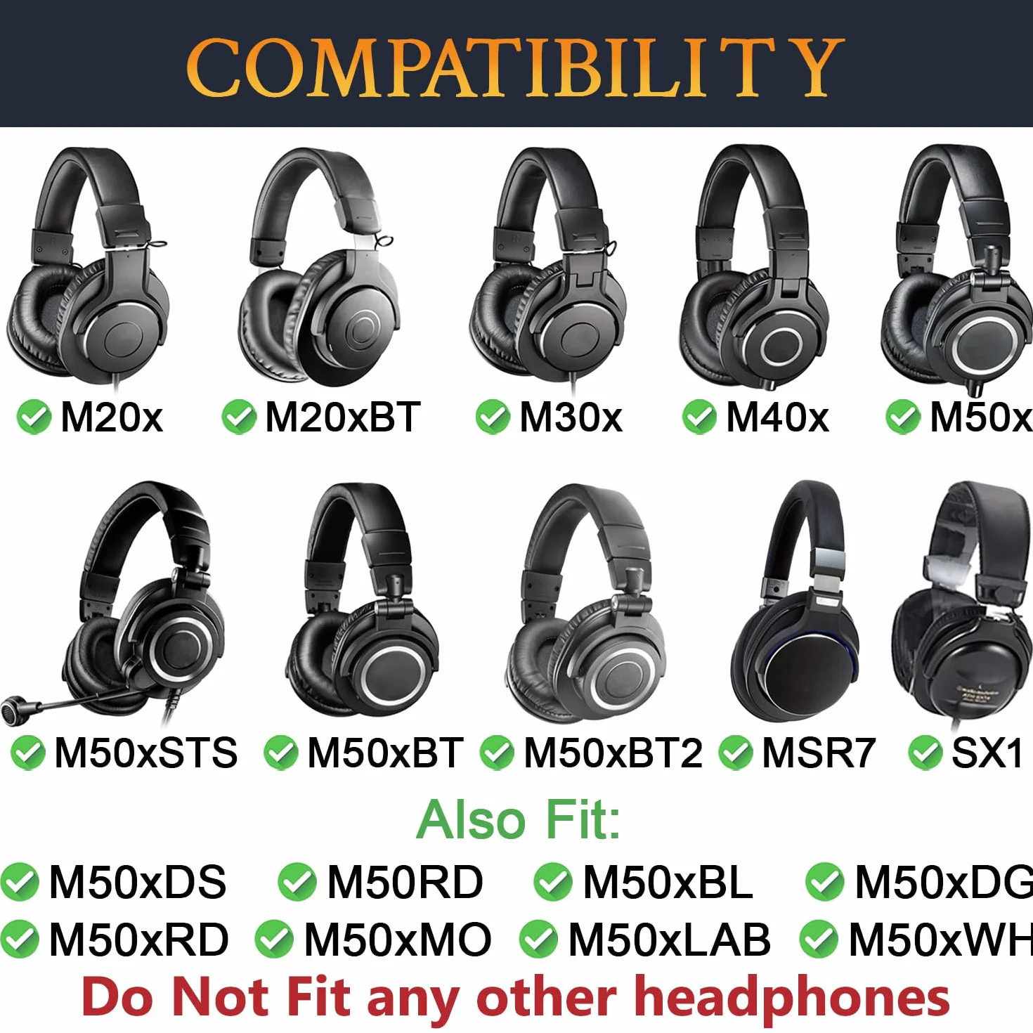 SOULWIT Wymienne nauszniki ze skóry jagnięcej do Audio Technica ATH M50X