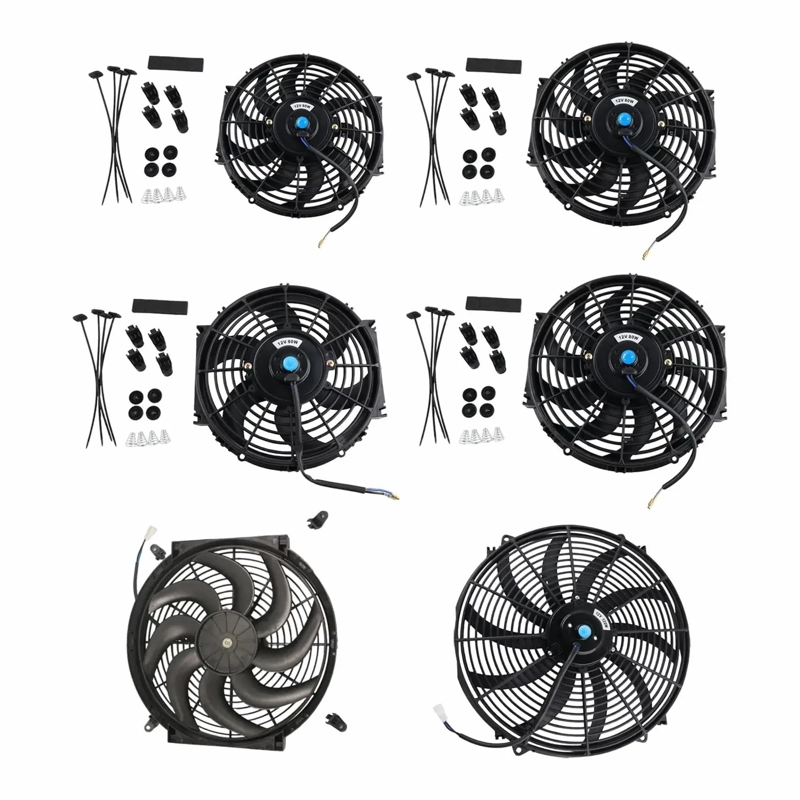 Zestaw Chłodzący Wentylator Chłodnicy Silnika Samochody Klimatyzacja Naprawa Zakrzywione Łopatki Uniwersalne Akcesoria Część Chłodnica Chłodzenie Radiator przewodzącym(14inch 12V90W)