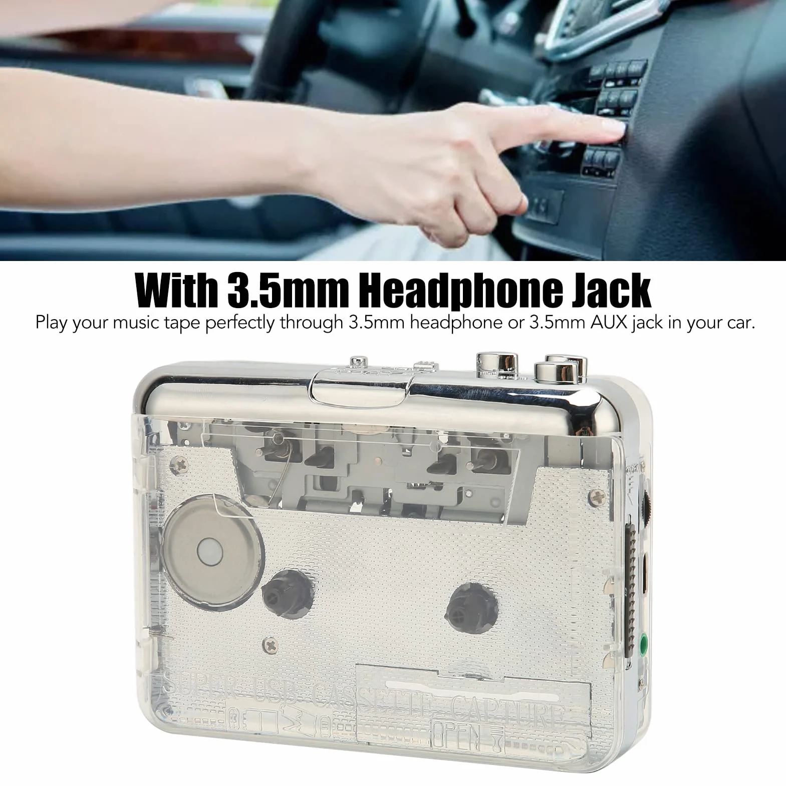 Zaktualizowano Konwerter z Kasety na MP3, Przechwytywanie Przenośnego Odtwarzacza Kasetowego USB, Odtwarzacz Kasetowy Odtwarzacz MP3 Audio Muzyka z Gniazdem Słuchawkowym 3,5 Mm, Kaseta