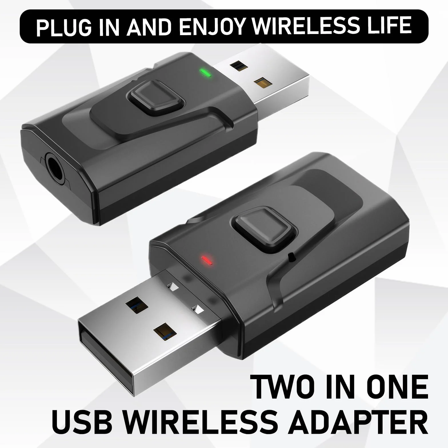 USB Bluetooth Audio Nadajnik 2 w 1 Adapter Transmiter Jack 3.5 do Telewizora PC Samochodu Głośników