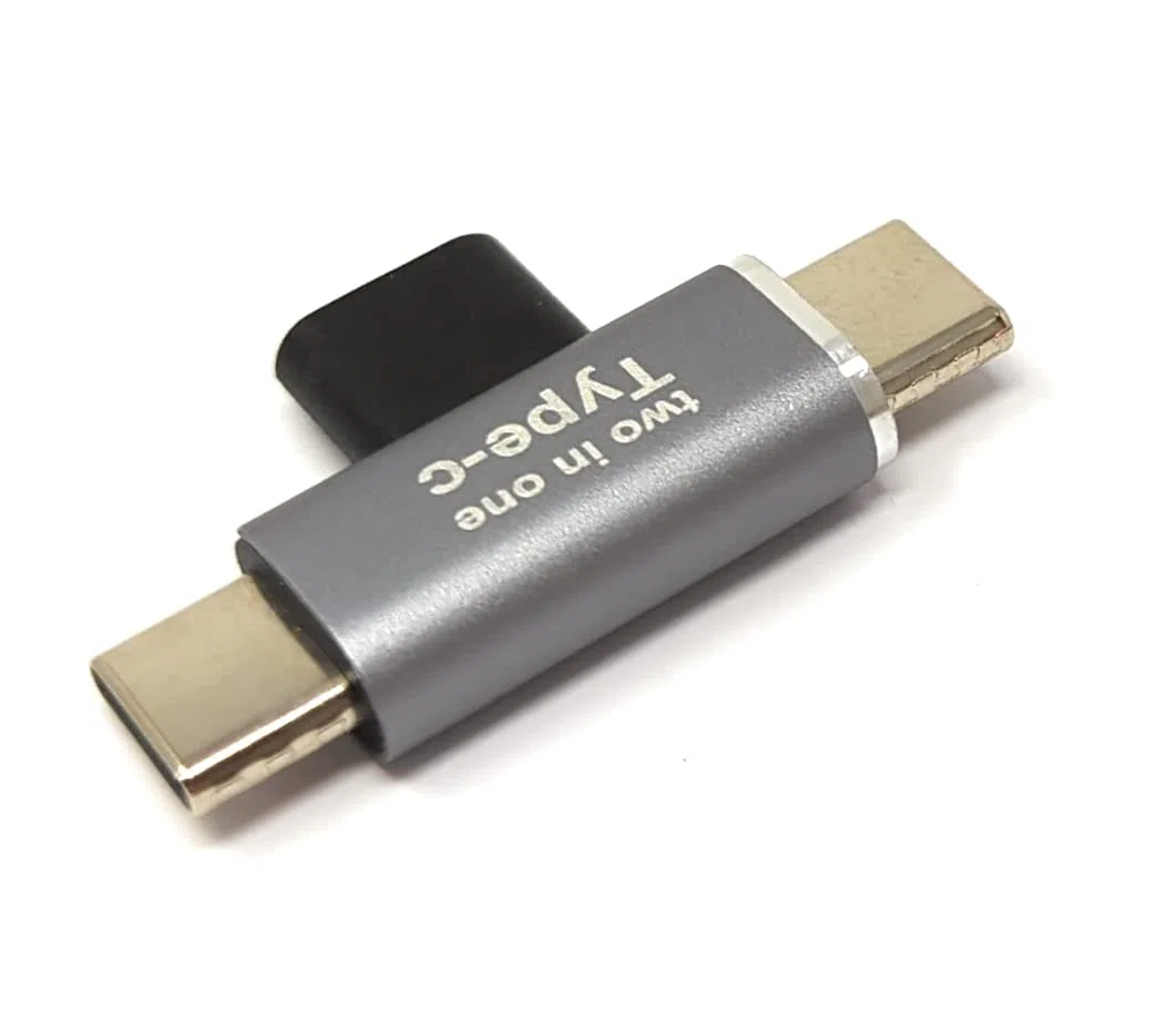 System-S USB 3.1 Y adapter typ C gniazdo na 2 x wtyczka kątowa kabel w kolorze szarym