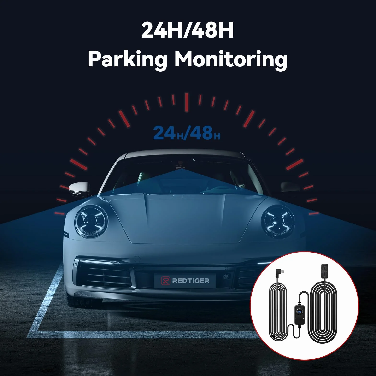 REDTIGER Zestaw Hardwire OBD Dash Cam z portem USB C, 12V-24V do 5 V, ochrona niskiego napięcia do trybu parkowania 24H, odpowiednia kamera z serii Dash Cam