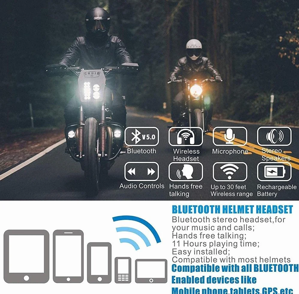 Motocyklowe słuchawka Bluetooth 5.0, bezprzewodowe głośniki do kasku, muzyczne, sterowanie mikrofonami, przeciwzakłoczalne