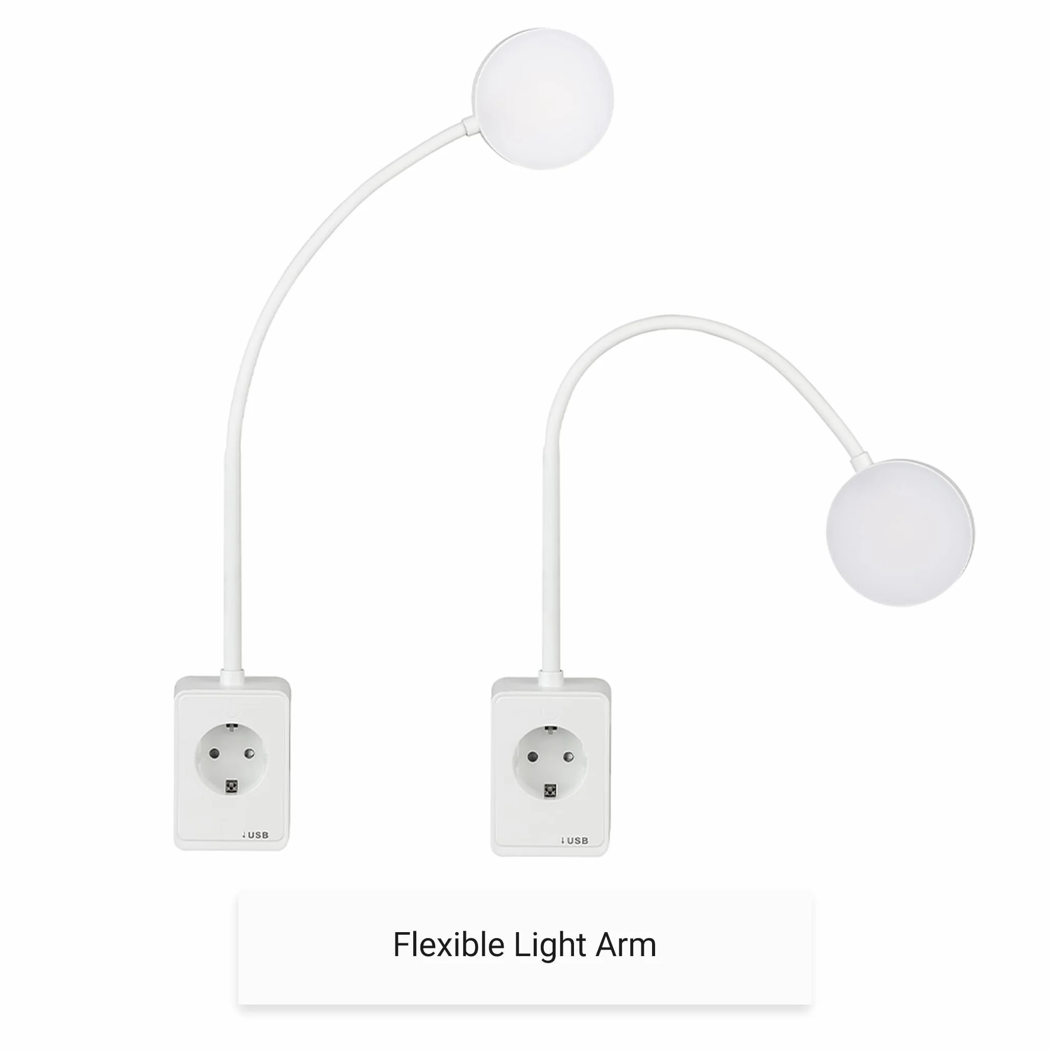 SEBSON Lampa LED z gniazdkiem elektrycznym, z możliwością ściemniania – lampka do czytania i gniazdko elektryczne z złączem USB-C – elastyczny szyjka łabędzia