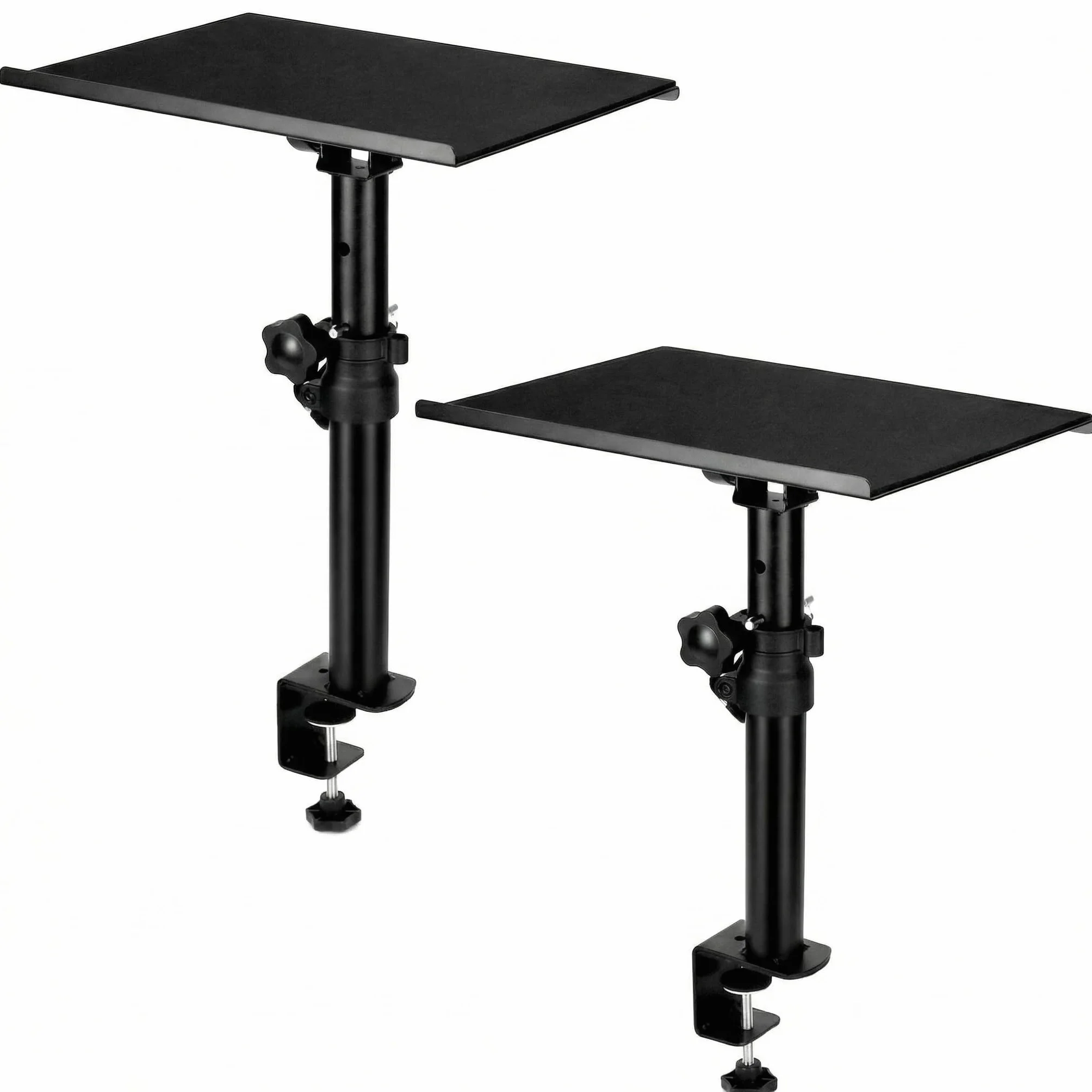QWORK® Stojak na biurko głośnikowy, kąt nachylenia +/-15°, regulowana wysokość 35-59 cm, nośność 30 kg, czarny