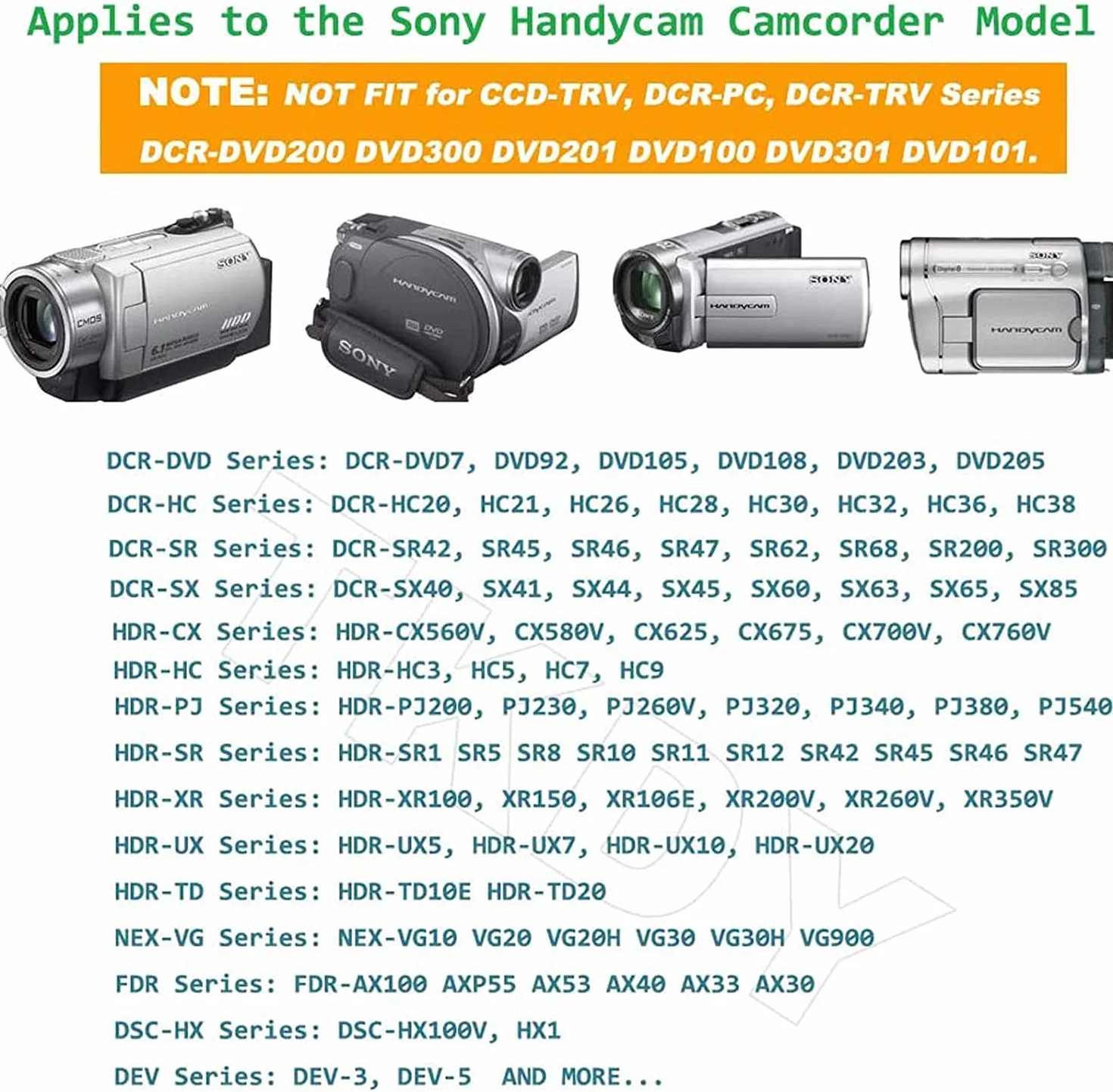 AC-L200 Zasilacz do Sony Handycam DCR-SX40 DCR-SX45 DCR-SX63 DCR-SX65 DCR-SX85 DCR-DVD105 DVD108 DVD610 DCR-SR46 DCR-SR47 DCR-SR62 DCR-SR62 DCR-SR62 DCR-SR62 DCR-SR62 DCR-SR62