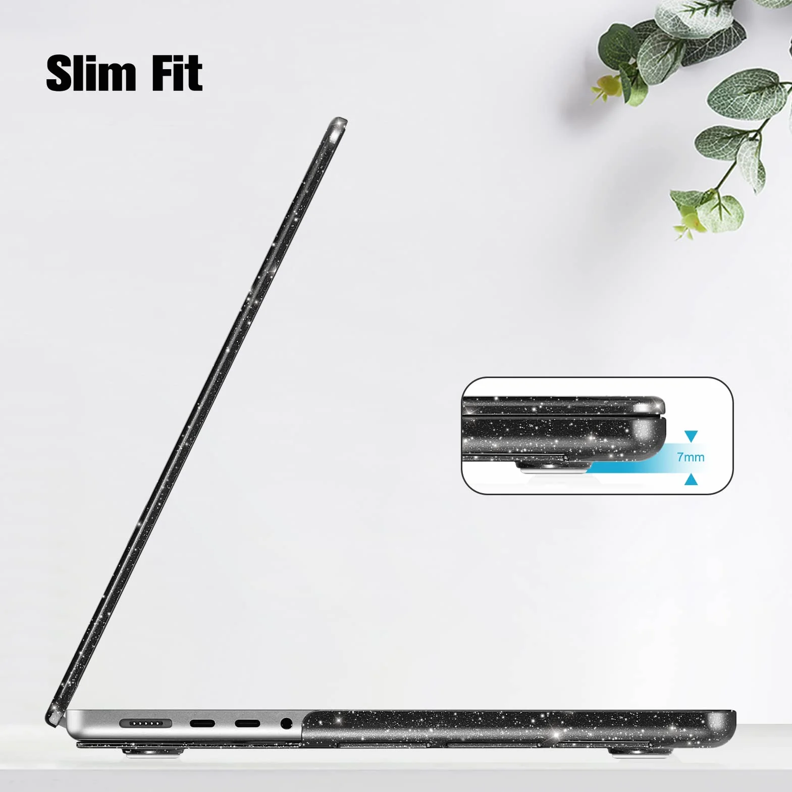 Fintie Etui ochronne do MacBook Pro 14" 2023-2021 A2992 A2918 A2779 A2442 M3 M2 M1 Pro/Max, ultracienkie, czarne błyszczące