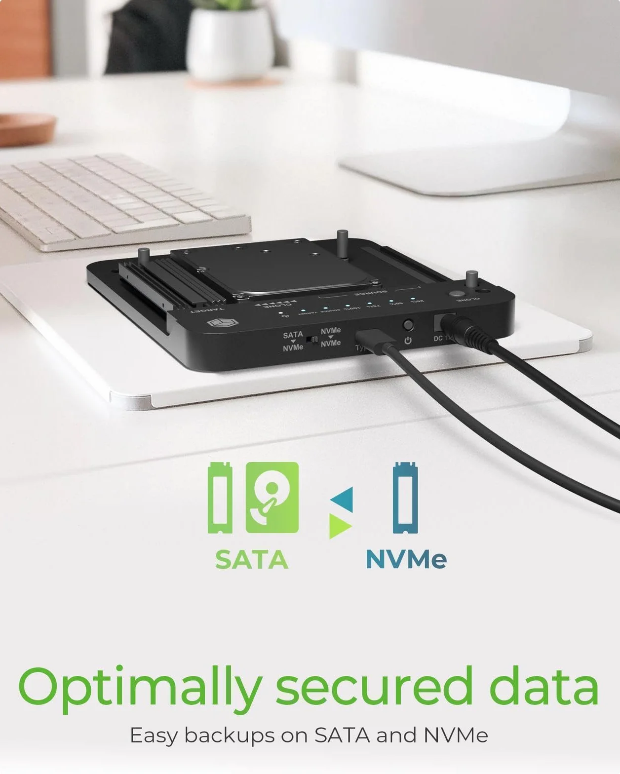 ICY BOX Stacja dokująca M.2 NVMe SATA SSD HDD USB 3.2 Gen 2 10 Gbit/s kabel USB-C USB-A 2,5" 3,5" IB-180MS-C31