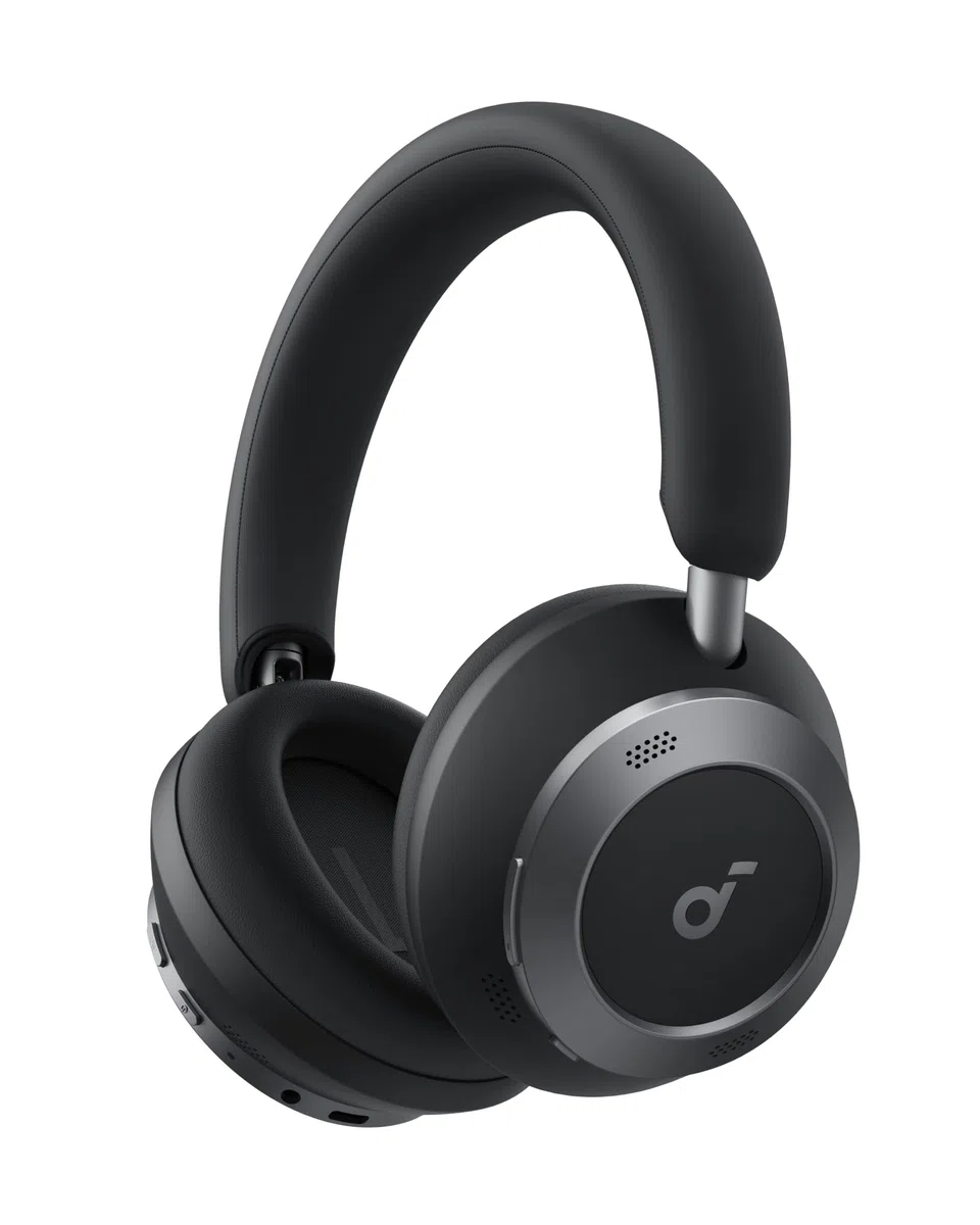 soundcore Space One Pro firmy Anker(odnowiona), adaptacyjne słuchawki z aktywną redukcją szumów wspierane 6 mikrofonami, super składana konstrukcja, bezstratne 60 godz. dźwięku, ultraszybkie ładowanie