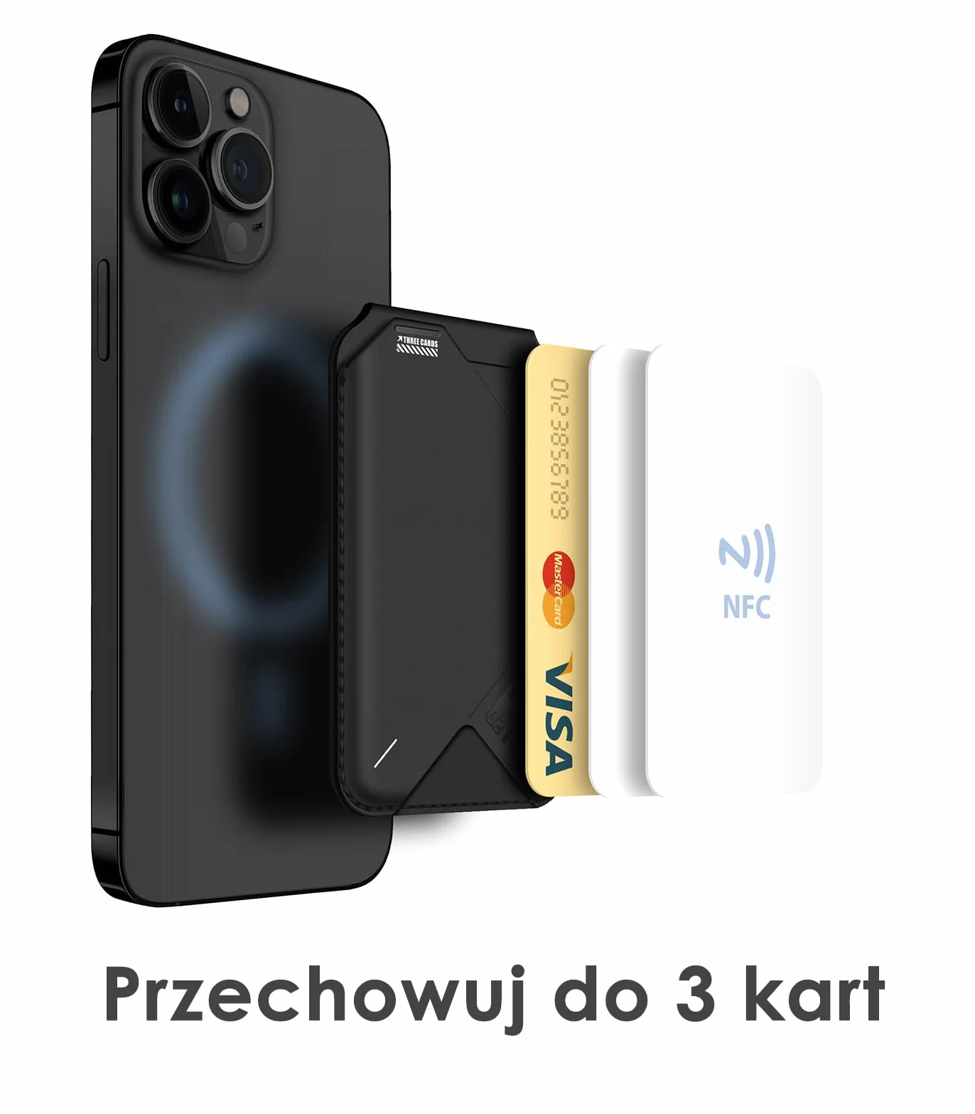 Aulumu G02 V2 Portfel Magnetyczny i Stojak, Kompatybilny z MagSafe, Regulowany Stojak, Okno na ID, Portfel Magnetyczny na Telefon dla iPhone 16/15/14/13/12 Serii - Czarny