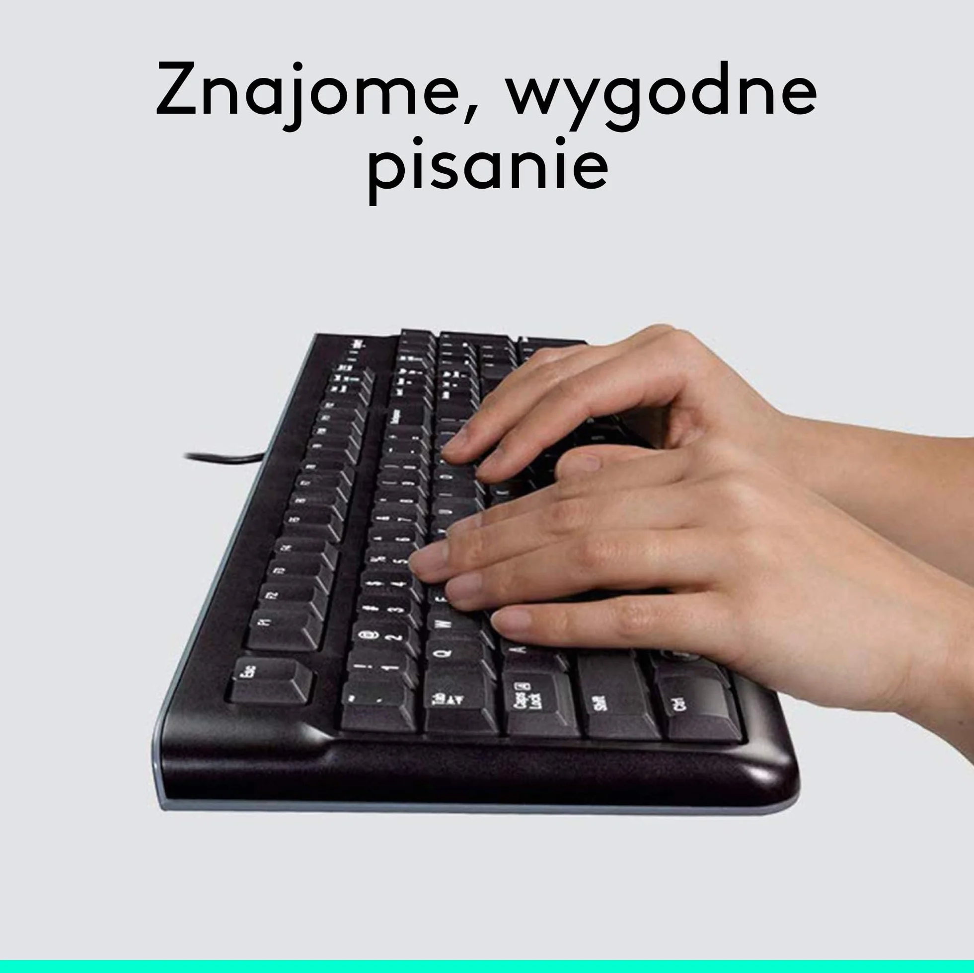 Logitech MK120 Przewodowa Klawiatura i Mysz Combo dla Windows, optyczna mysz przewodowa, pełnowymiarowa klawiatura, USB Plug-and-Play, zgodna z komputerem PC, laptopem, QWERTY układ US Intl - Czarny