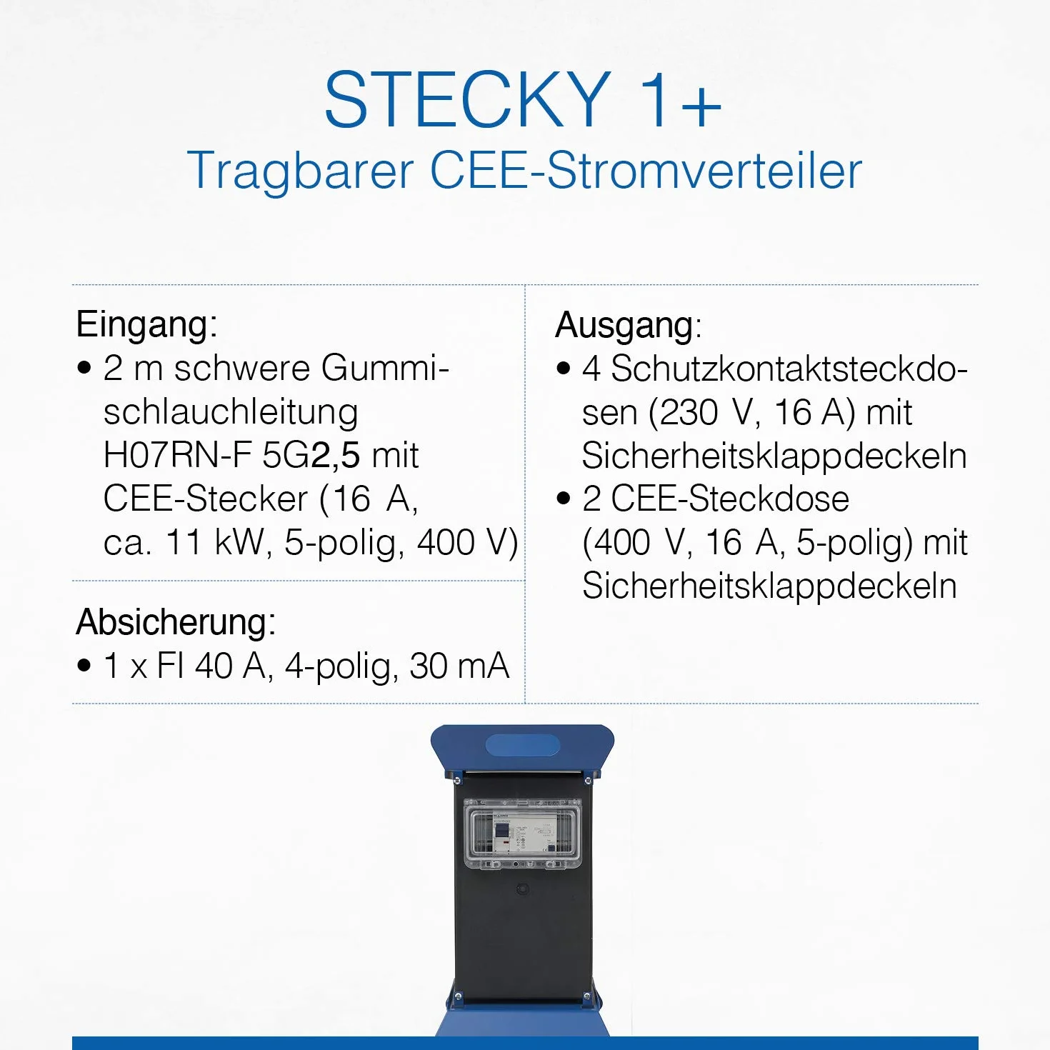 as - Schwabe 60845 Stecky 11+ Przenośny Mobilny Dystrybutor Zasilania Pudełko z 4 Gniazdami Schuko i 2 Gniazdami, IP44