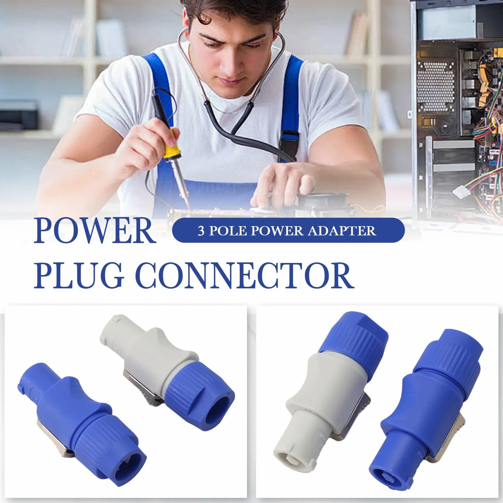 20 sztuk wtyczek Powercon, 3-biegunowe wtyczki Powercon NAC3FCB, wtyczka Speakon, 20 A, 250 V AC, niebieska i