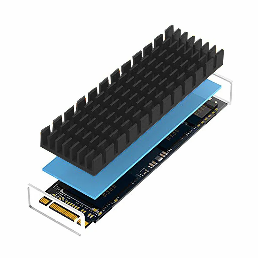 Aluminiowy radiator, CTRICALVER M.2 SSD termoprzewodząca folia samoprzylepna do zapobiegania ucieczce procesora obwód termiczny (2 sztuki, czarny)