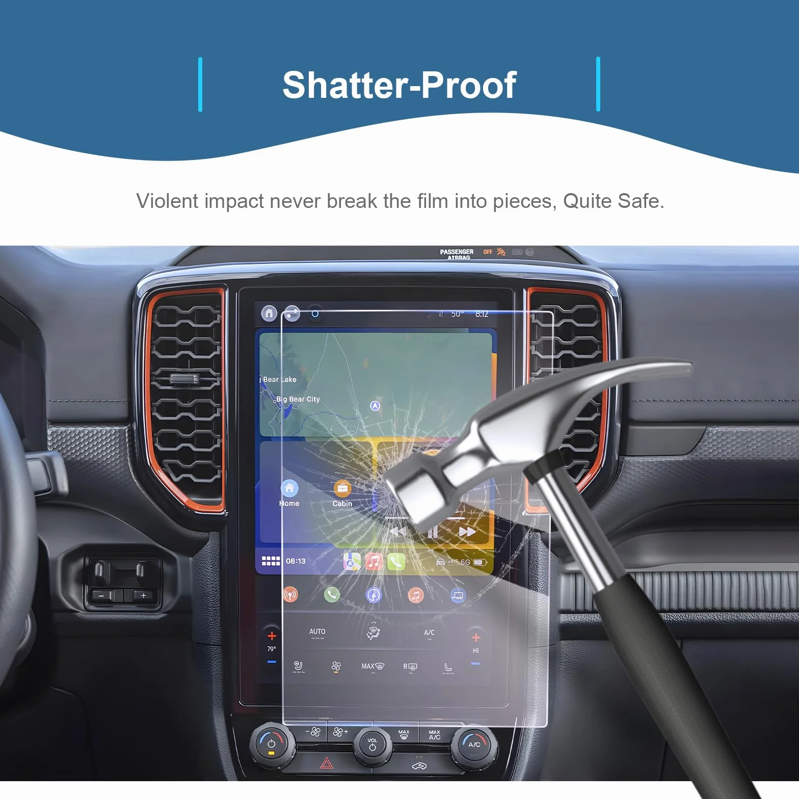 GAFAT Folia ochronna do nawigacji Ford Ranger T9 2024 2025 2026, 12 cali, szklana folia ochronna na wyświetlacz do Ranger Wildtrak X Raptor 12" Sync 4 TouchScreen, odporna na uderzenia, 9H odporna na