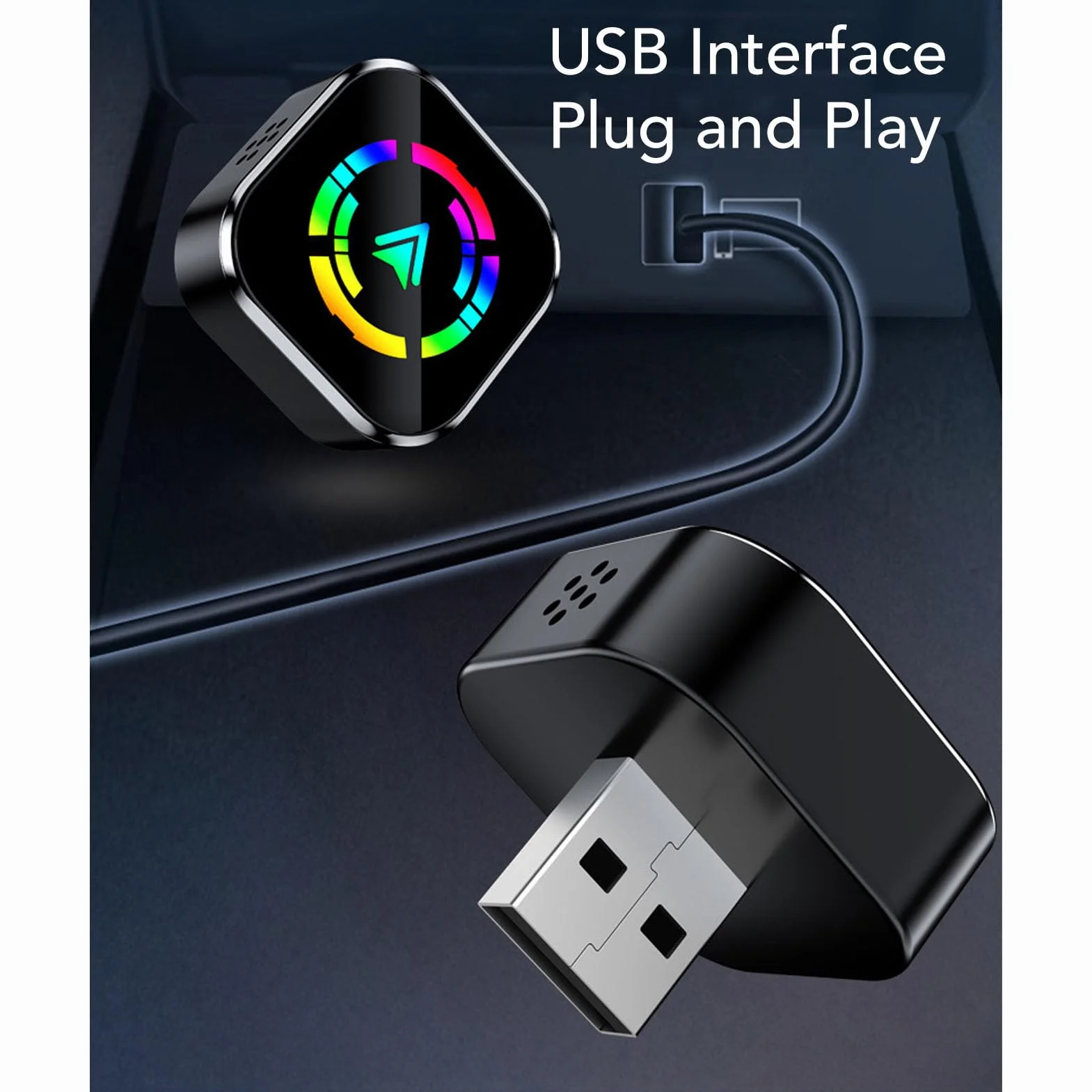 Goshyda Car Play Android Auto Bezprzewodowy Adapter 2 w 1, Podłączony do Bezprzewodowego Zasilacza Samochodowego z Automatycznym Połączeniem, Plug and Play dla Systemu OS X Android