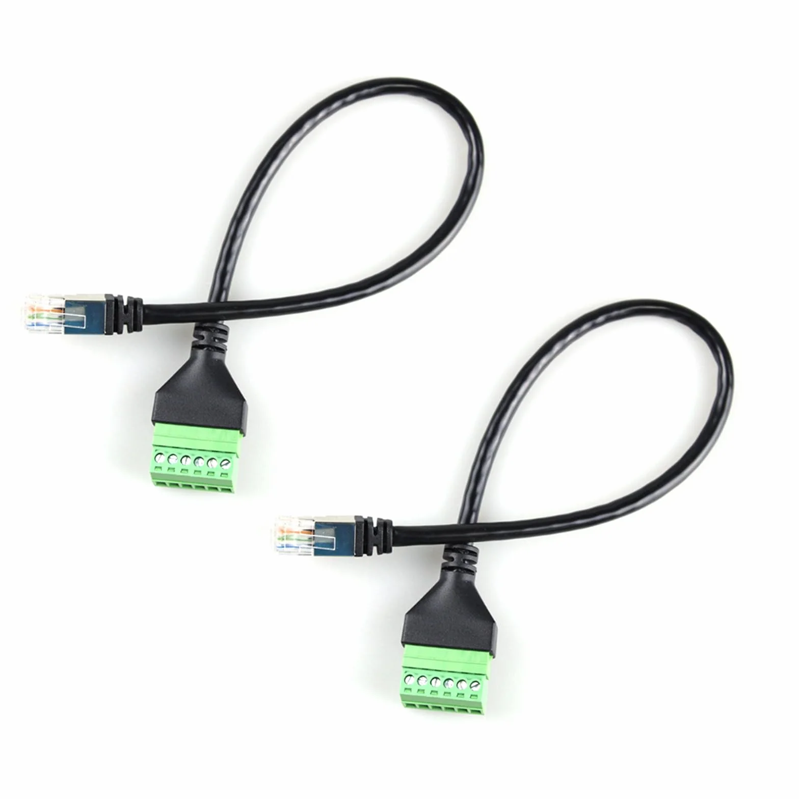 2 sztuki wtyków RJ12 na 6 pinów, blok zacisków śrubowych, adapter do telefonu Cat3, kabel przedłużający RJ12 6P6C na 6-biegunowy kabel telefoniczny, do komputera stacjonarnego, cyfrowych DVR