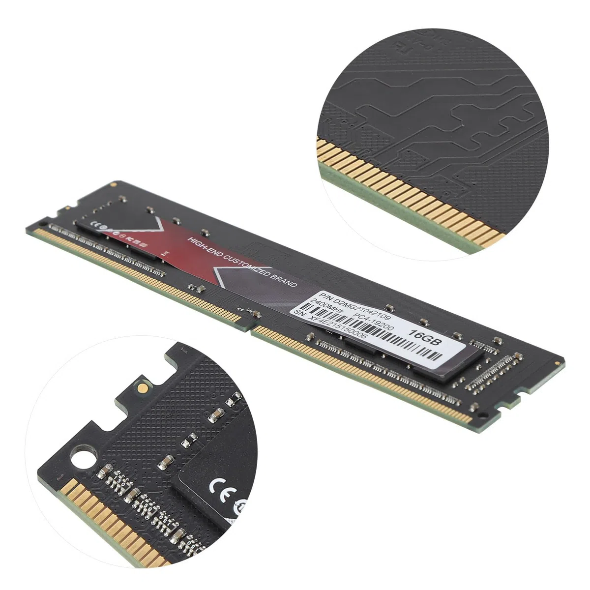 Pamięć RAM DDR4, Smukła, Aluminiowa, Wysokowydajna pamięć Stacjonarna PCB, DDR4 2400 MHz PC4 19200, z łatwą instalacją (16 GB)