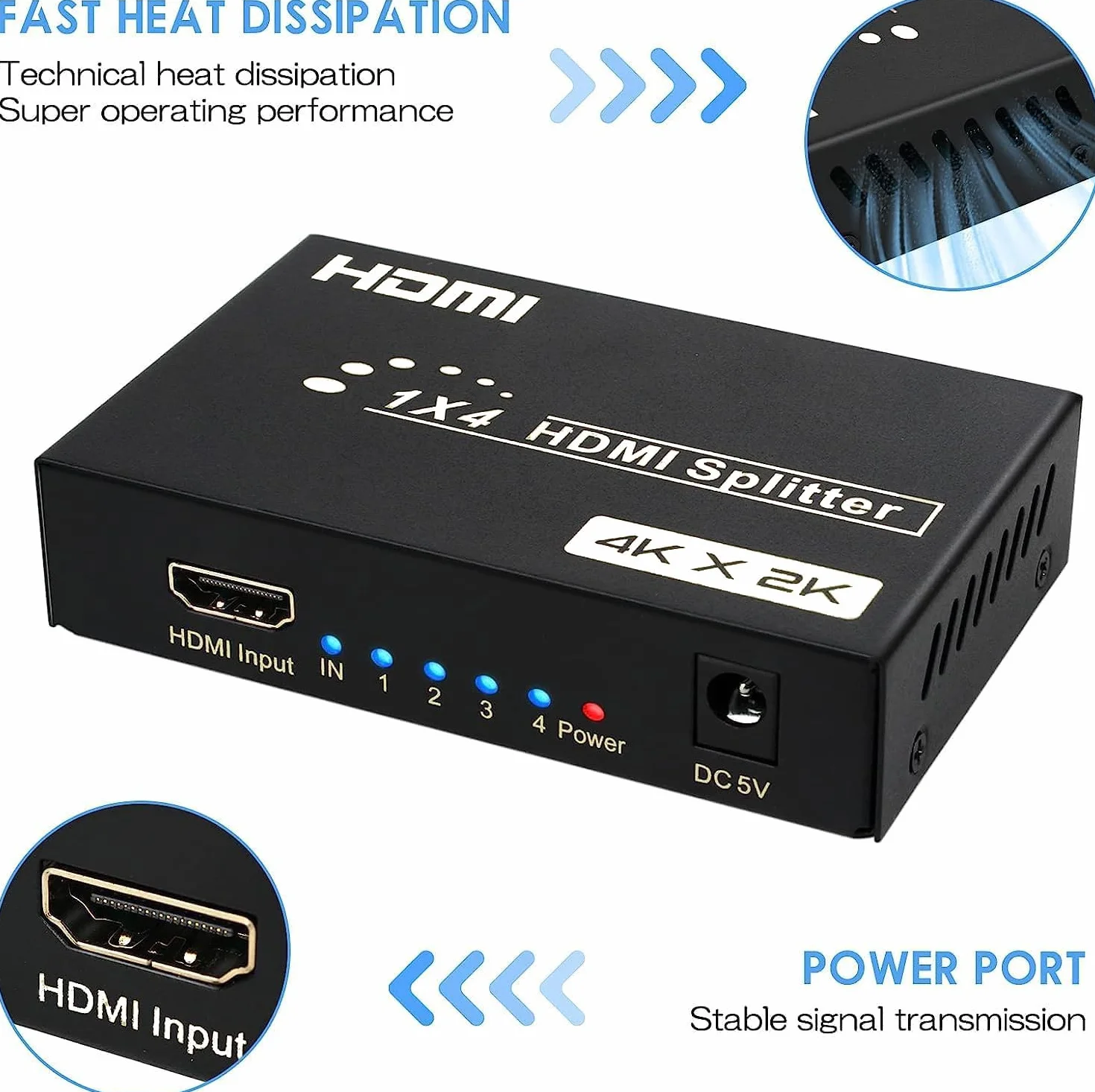 Rozdzielacz HDMI 4K 1 w 4, obsługa 3D HDCP, kompatybilny z HDTV Xbox PS4