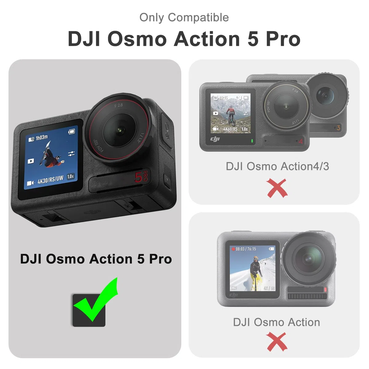 FiTSTILL [10 szt. ochraniaczy ekranu LCD z silikonową osłoną obiektywu do DJI Osmo Action 5 Pro, akcesoria do kamer akcji Osmo Action 5 Pro, twardość Ultra HD 9H