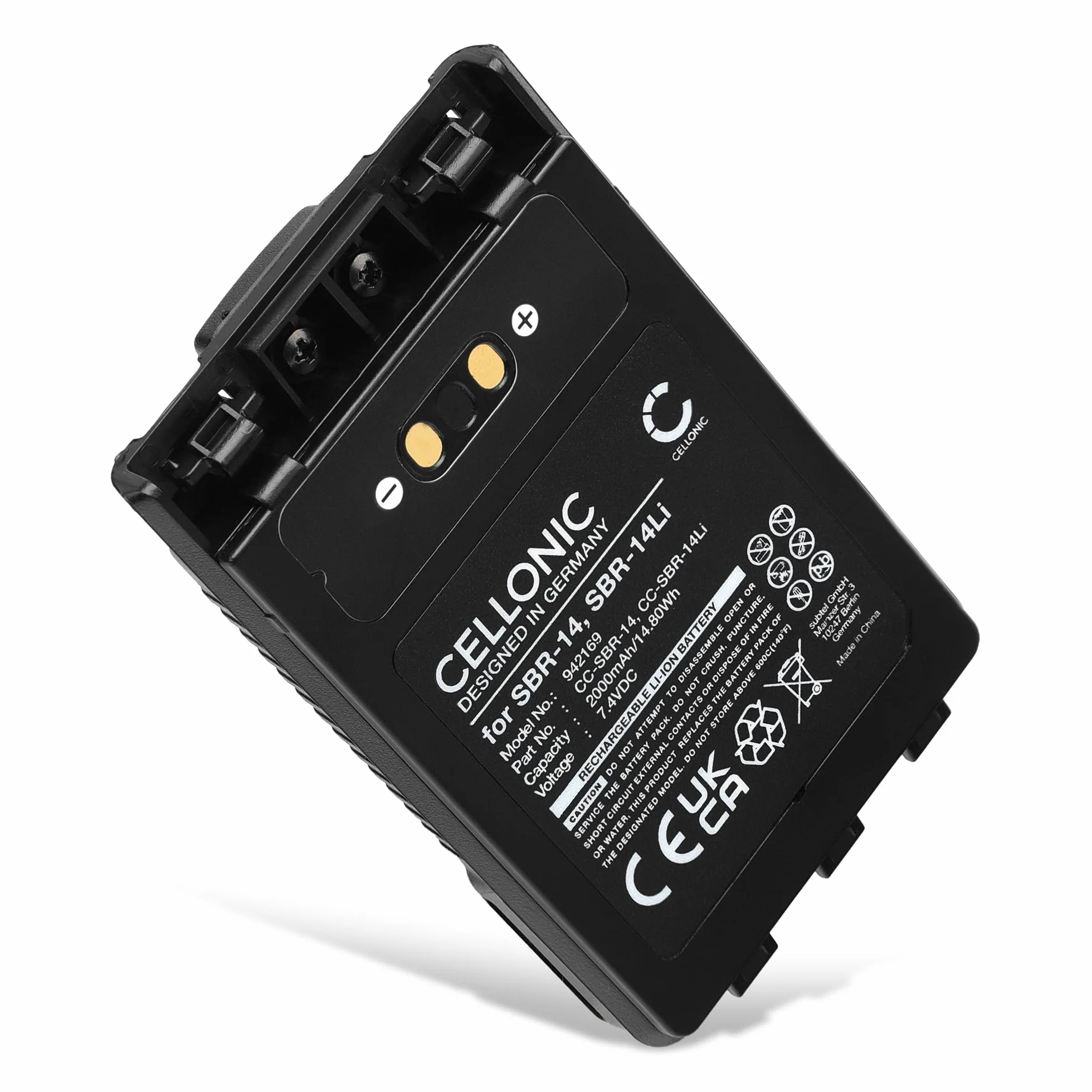 CELLONIC® Bateria zastępcza YAESU SBR-14, SBR-14Li 2000mAh kompatybilna z Yaesu FT-1DR FT-2DR FT-3D FT-8DR SBR-14Li VX-8DR VX-8GR VX-8R Bateria wymienna Walkie Radio