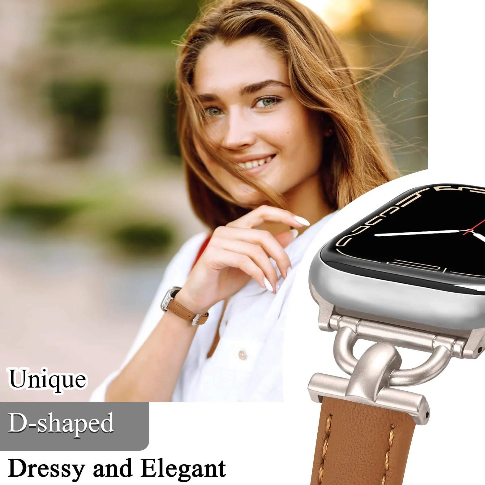 Skórzany pasek do zegarka Apple Watch 38mm 40mm 41mm 42mm 44mm 45mm 49mm z metalową klamrą D