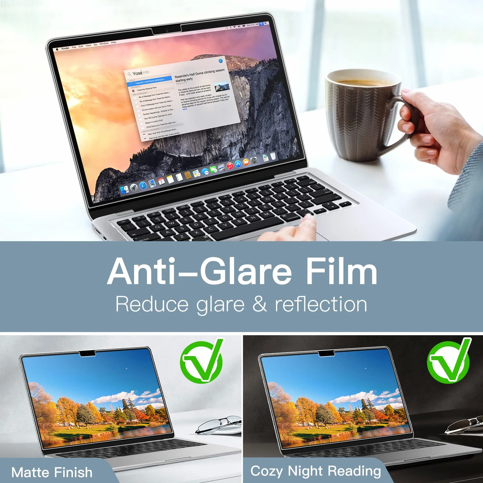 JETech Ochraniacz Ekranu dla MacBook Air 13 Cala (M2-M5, 2022-2026), Matowa Folia Przeciwodblaskowa, Zapobiegająca Odciskom Palców, 2 Sztuki