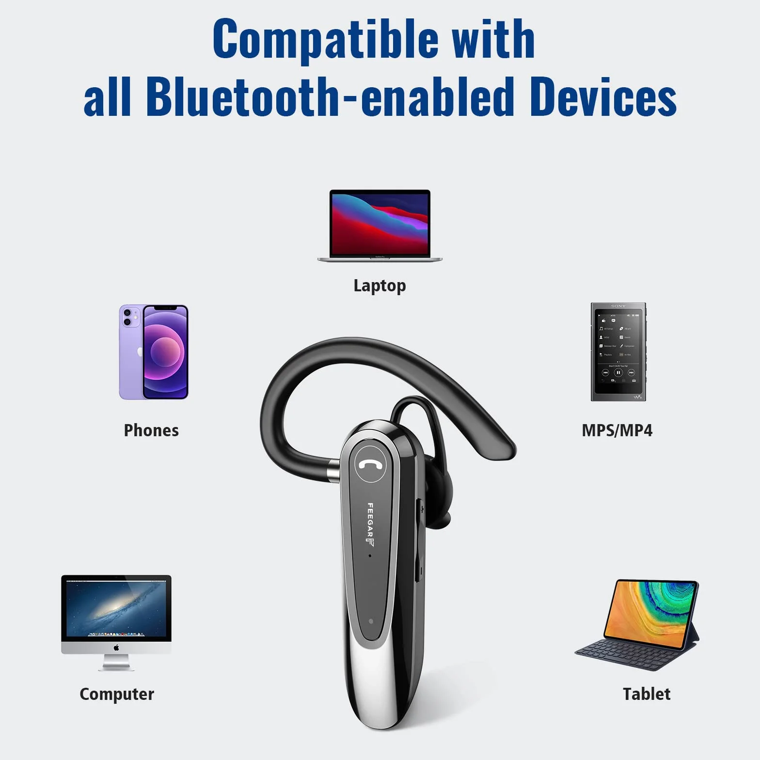 Feegar BF400 PRO Zestaw słuchawkowy Bluetooth 5.0 CSR Czas rozmowy 30h Mikrofon HD Multipoint Redukcja szumów CVC 8.0 ENC DPS