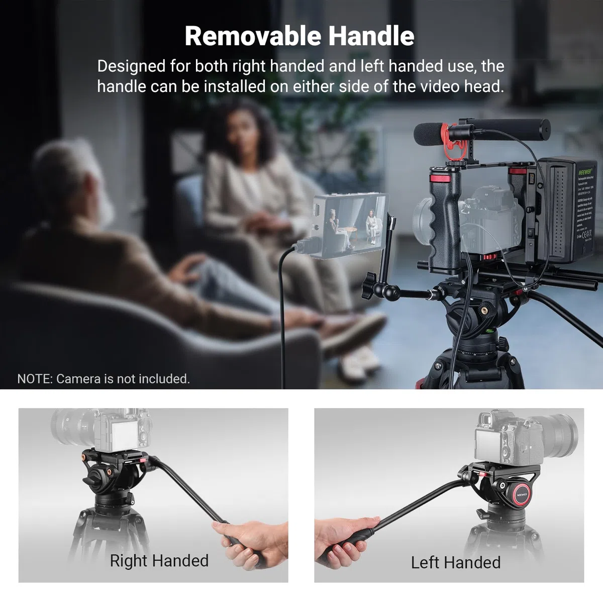 NEEWER 74" Pro statyw wideo z głowicą fluidową, płyta QR kompatybilna z DJI RS Gimbals Manfrotto, wytrzymały statyw do aparatu z uchwytem teleskopowym, skalowana podstawa do lustrzanek cyfrowych,