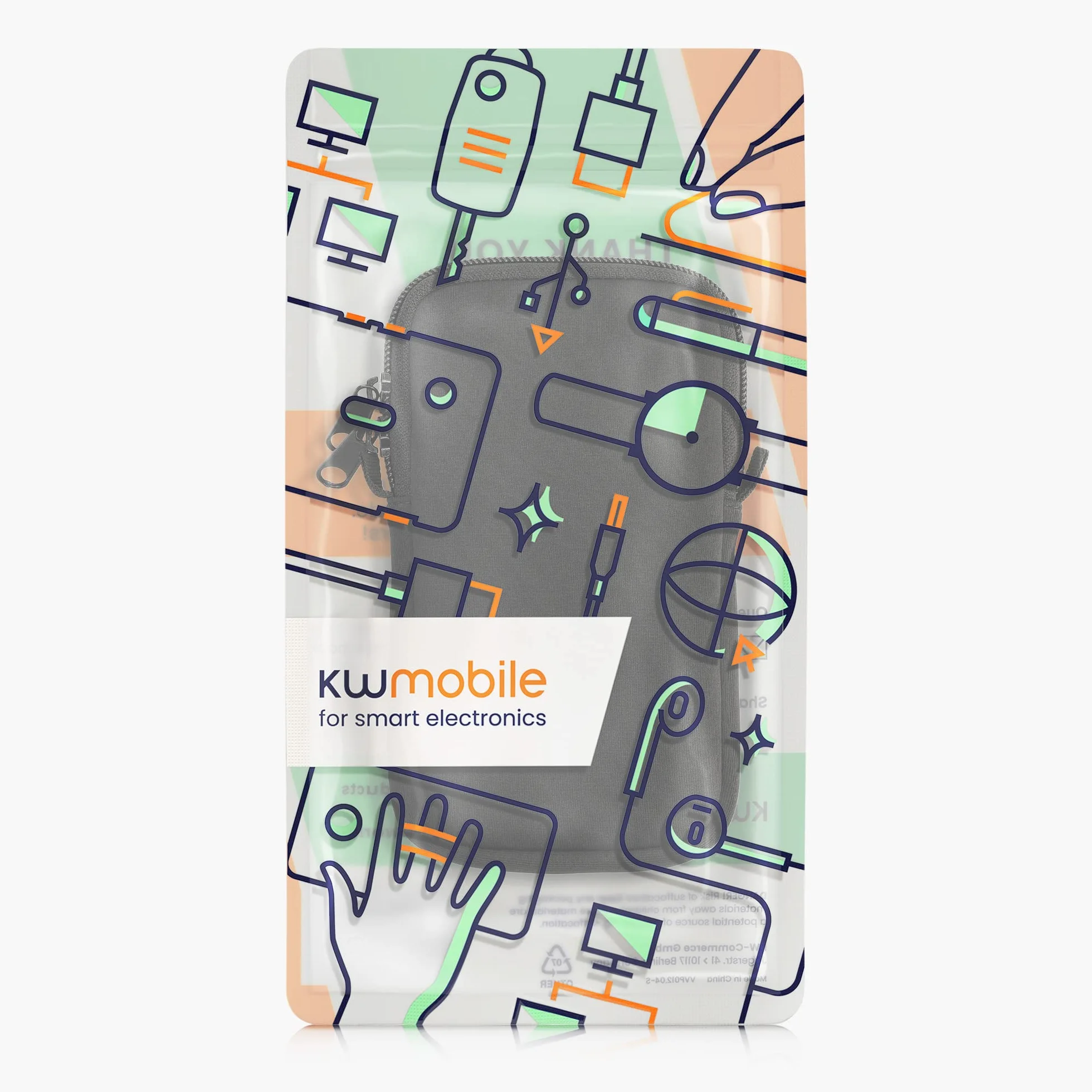 kwmobile Neoprenowe etui na telefon L - 6.5" - 16,5 x 8,9 cm Uniwersalne etui z paskiem na szyję i zamkiem błyskawicznym - kolor czarny