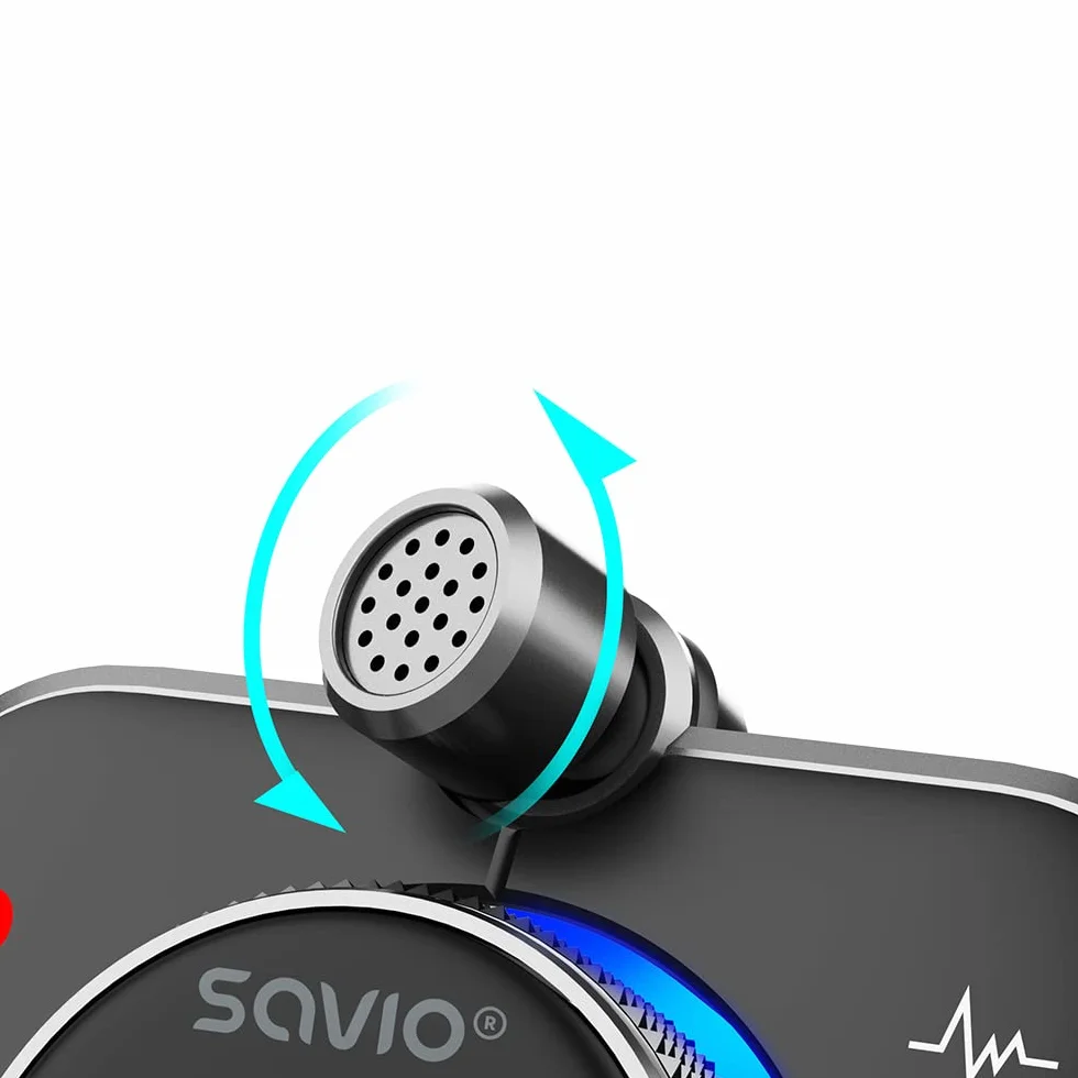SAVIO Adapter Bluetooth do zapalniczki samochodowej - Nadajnik FM do samochodu Bluetooth - Adapter Bluetooth do samochodu - Adapter Bluetooth do radia samochodowego - Bluetooth 5.0 - Karta SD