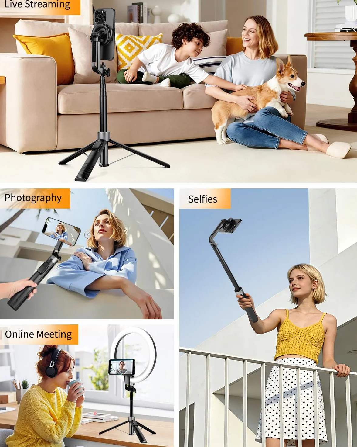 Victiv Statyw do telefonu do selfie Stick, 177.8 cm wysuwany magnetyczny statyw do telefonu z pilotem zdalnego sterowania, statyw do iPhone'a 16, 15, 14, 13, 12, Samsung