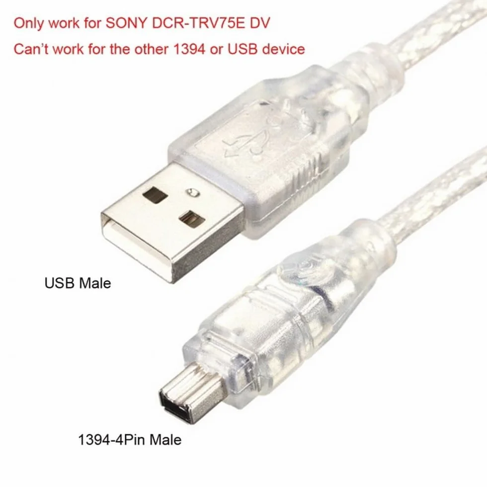 USB męski na Firewire IEEE 1394 4-pinowy męski kabel adaptera iLink do DCR-TRV75E DV 1 m kabel USB Firewire